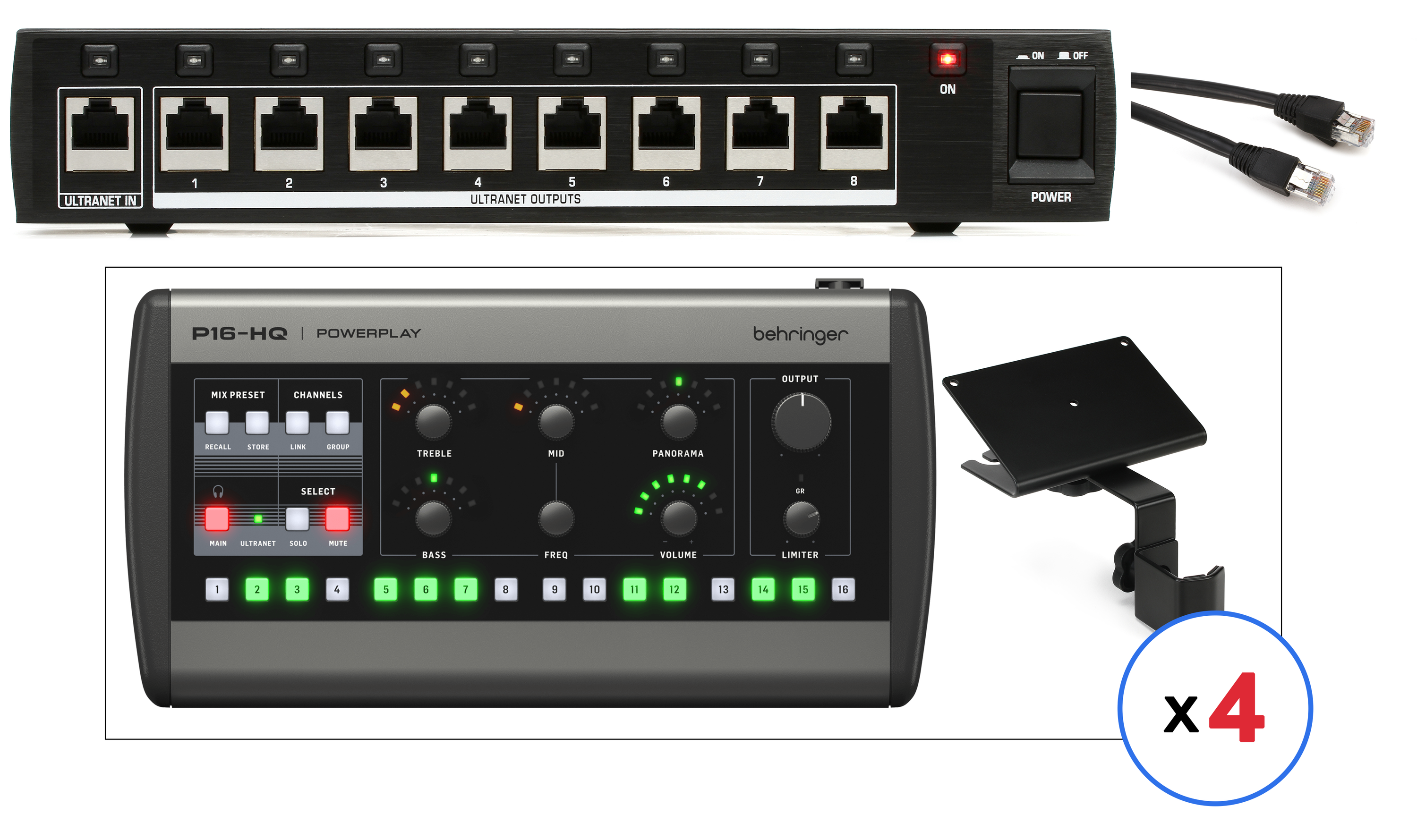 Behringer P16-HQ Personal Mixing System with P16D Distribution Module