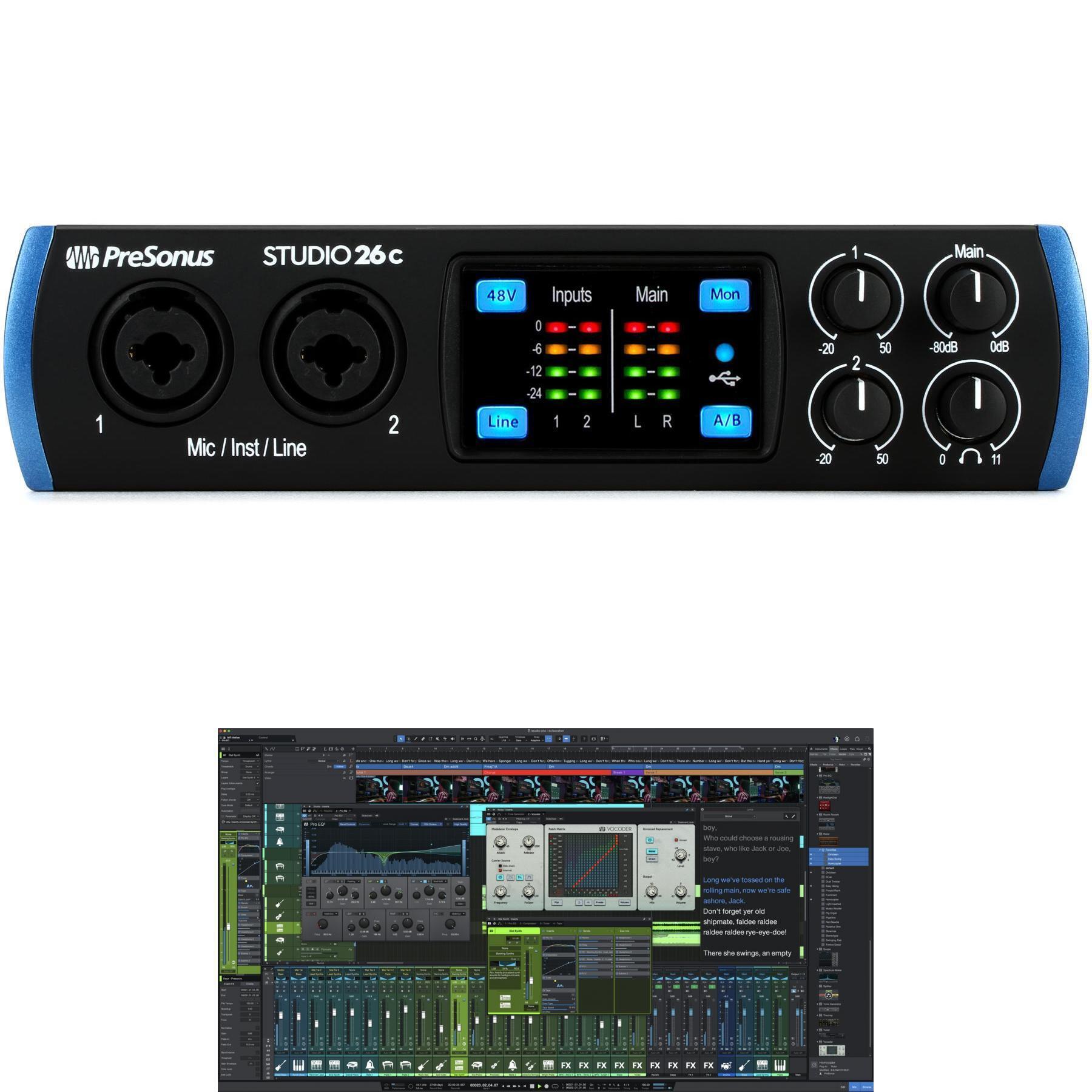 PreSonus Studio 26c USB-C Audio Interface and Studio One 6