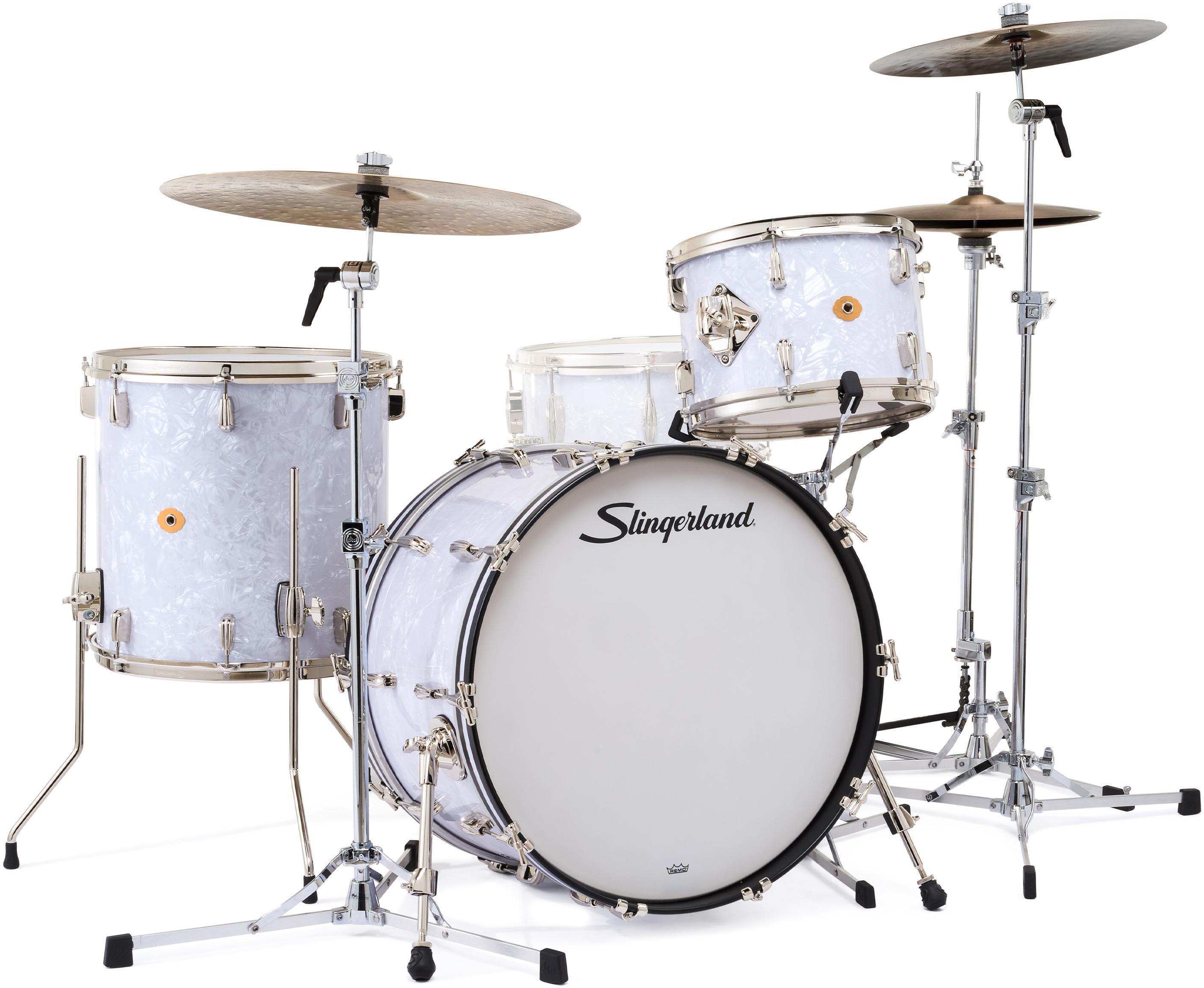 Photo of Slingerland Radio King 3-piece Shell Pack - White Marine Pearl Wrap