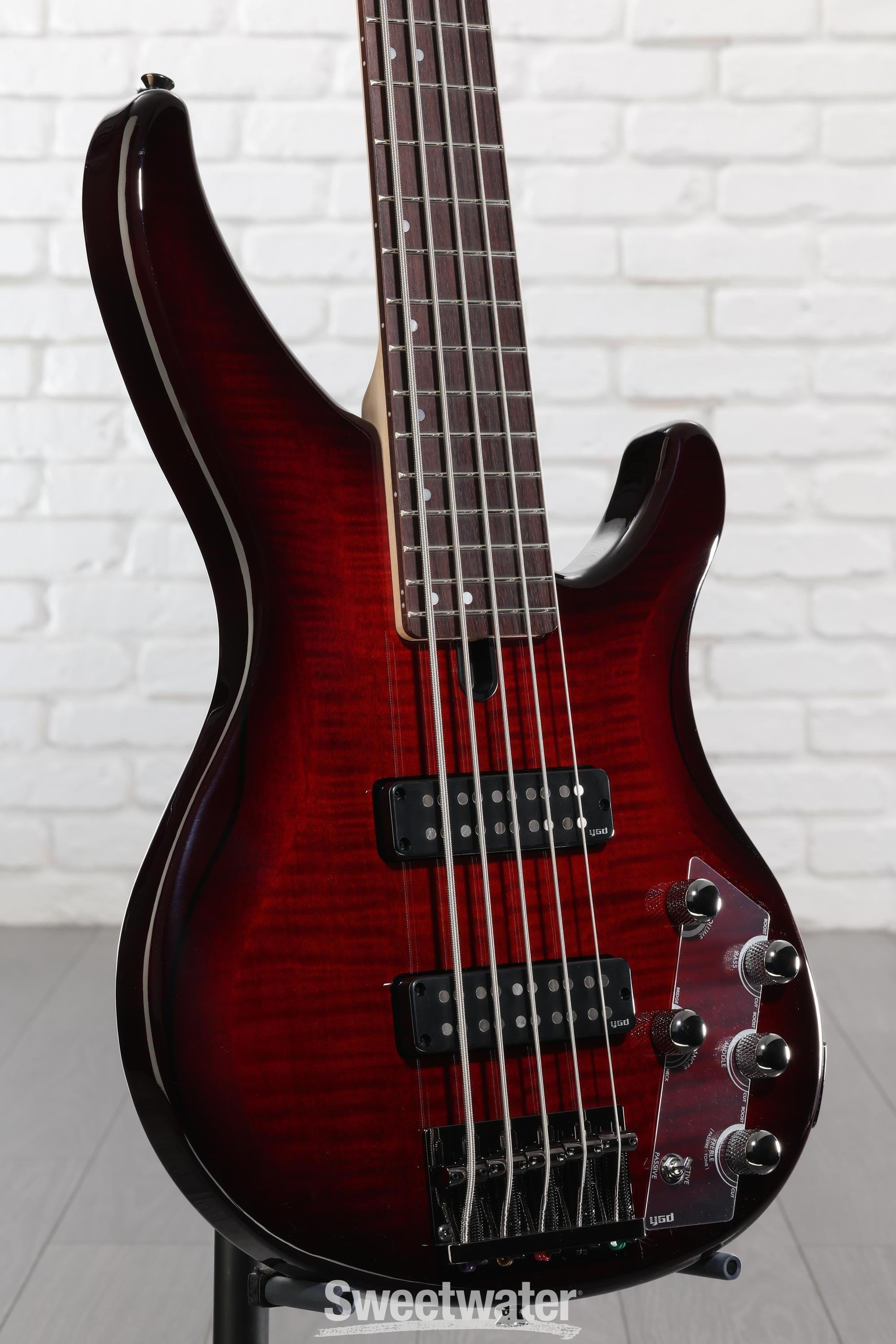 Yamaha TRBX605FM 5-string Bass Guitar - Dark Red Burst | Sweetwater