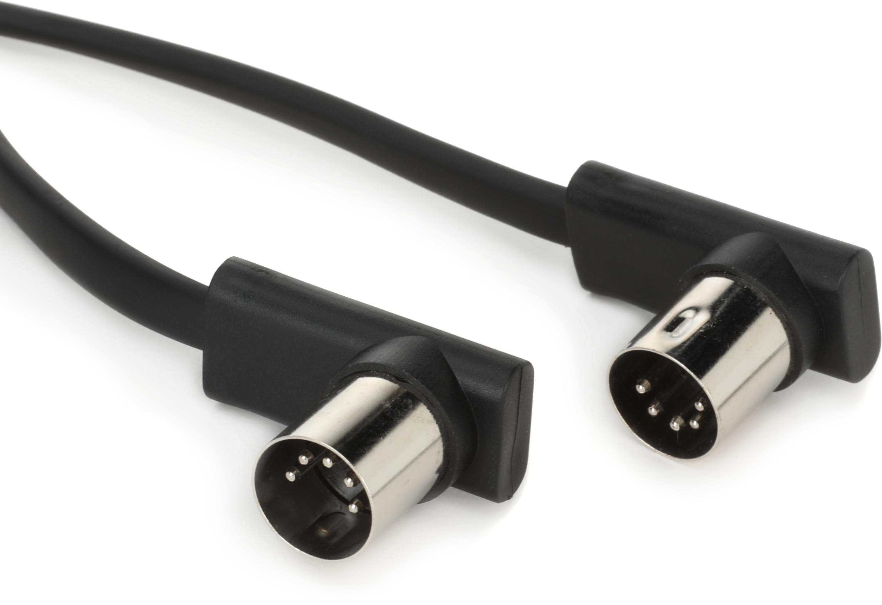 Photo of RockBoard by Warwick Flat Right-angle MIDI Cable - Black, 6.56 feet