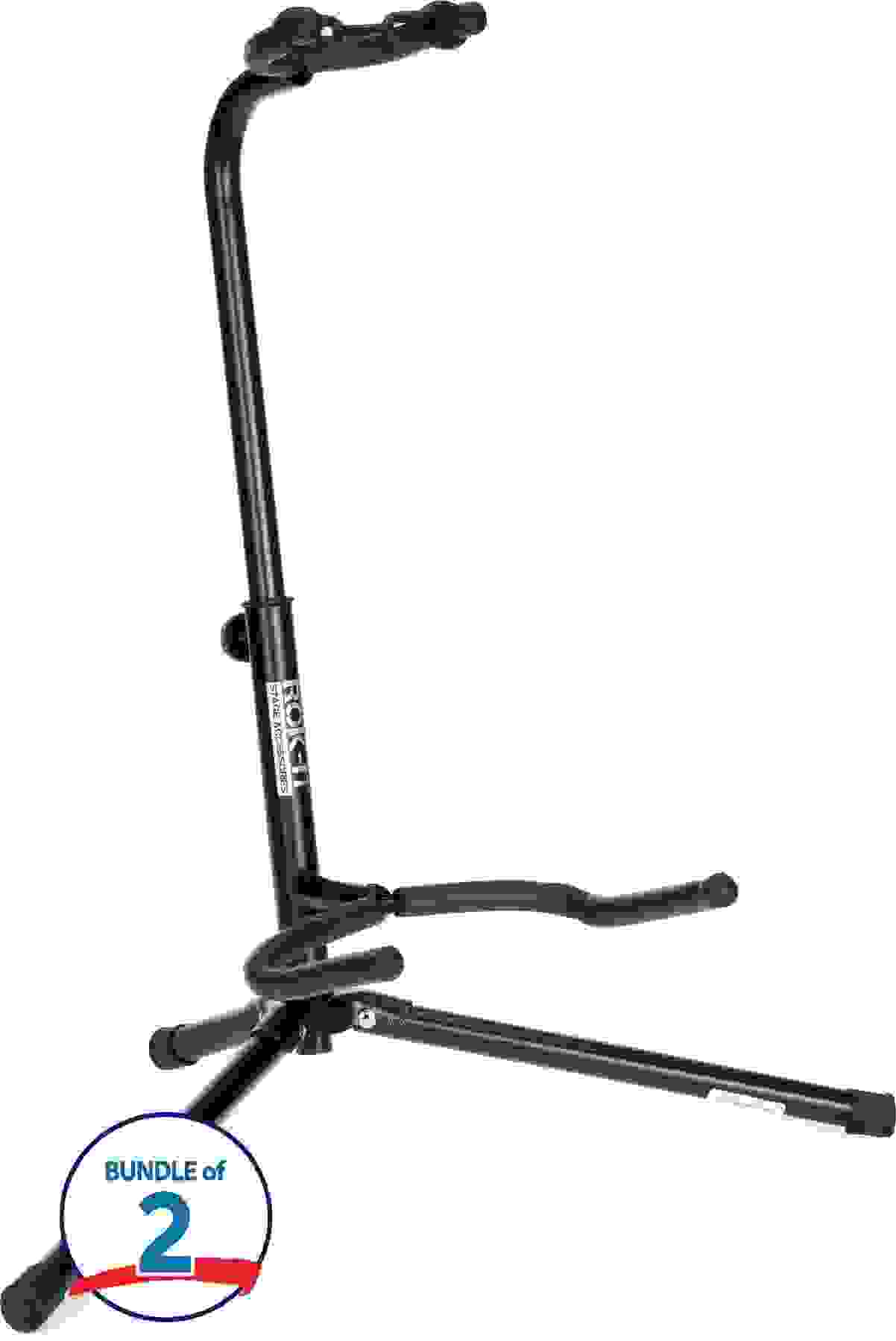 Rok-It RI-GTRSTD-1 Tubular Guitar Stand for Electric or Acoustic Guitars (2 Pack)