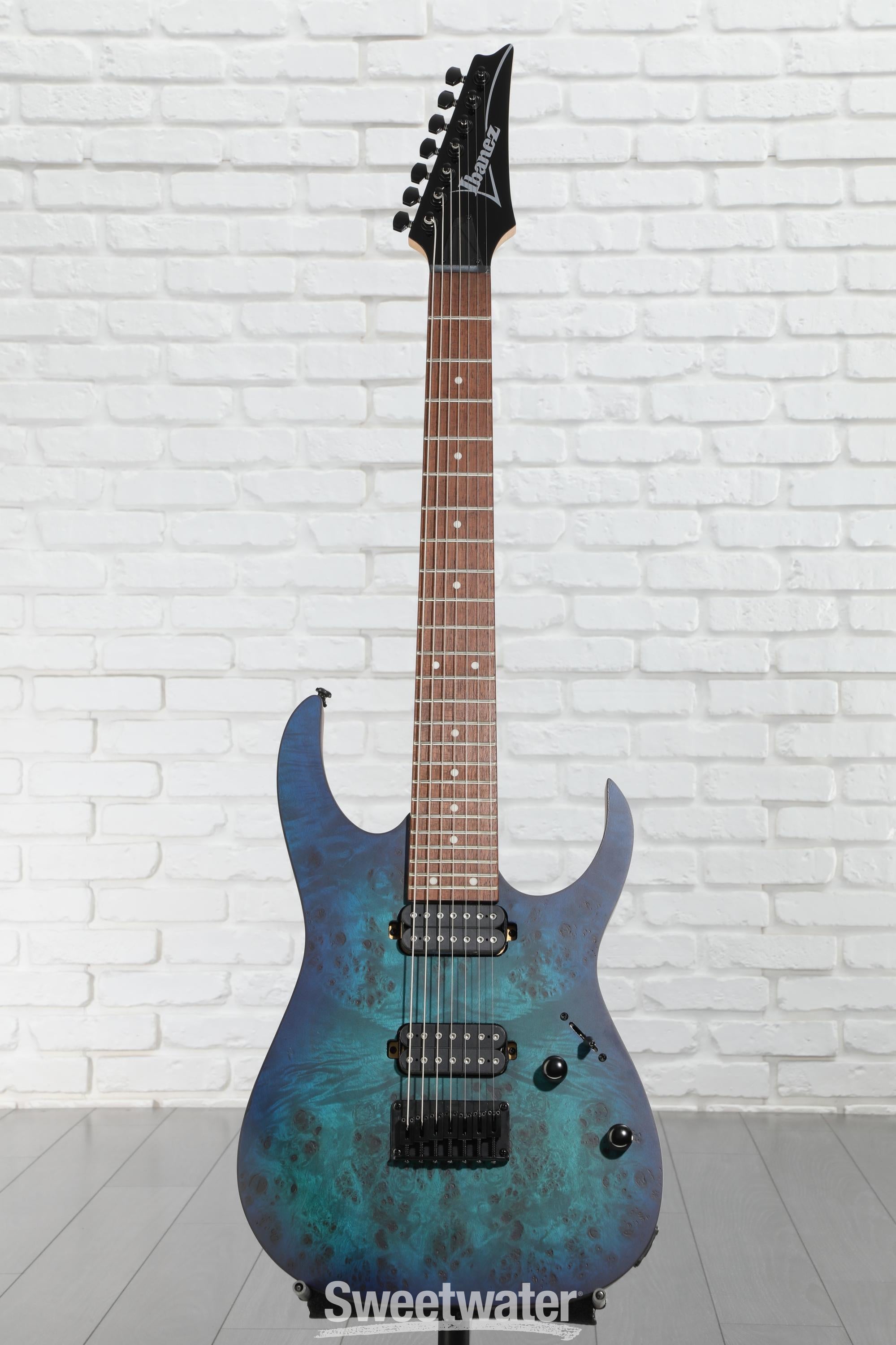 7弦ギターIbanez RG7421PB／WH10V3 /PTPRE Ibanez RG7421PB Electric Guitar - Sapphire Blue Flat | Sweetwater