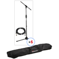 Photo of Rok-It Tripod Microphone Stand with Fixed Boom with XLR Cable (6 Pack with Bag)