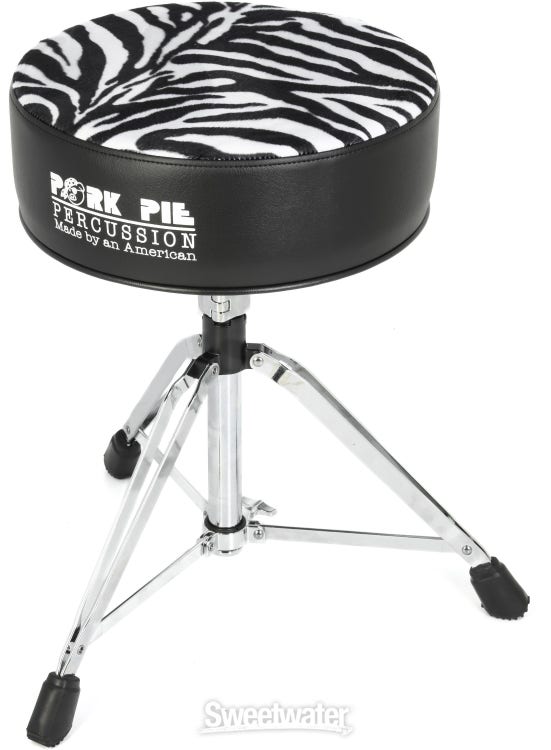 Pork Pie Percussion Round Drum Throne - Black with Zebra Print