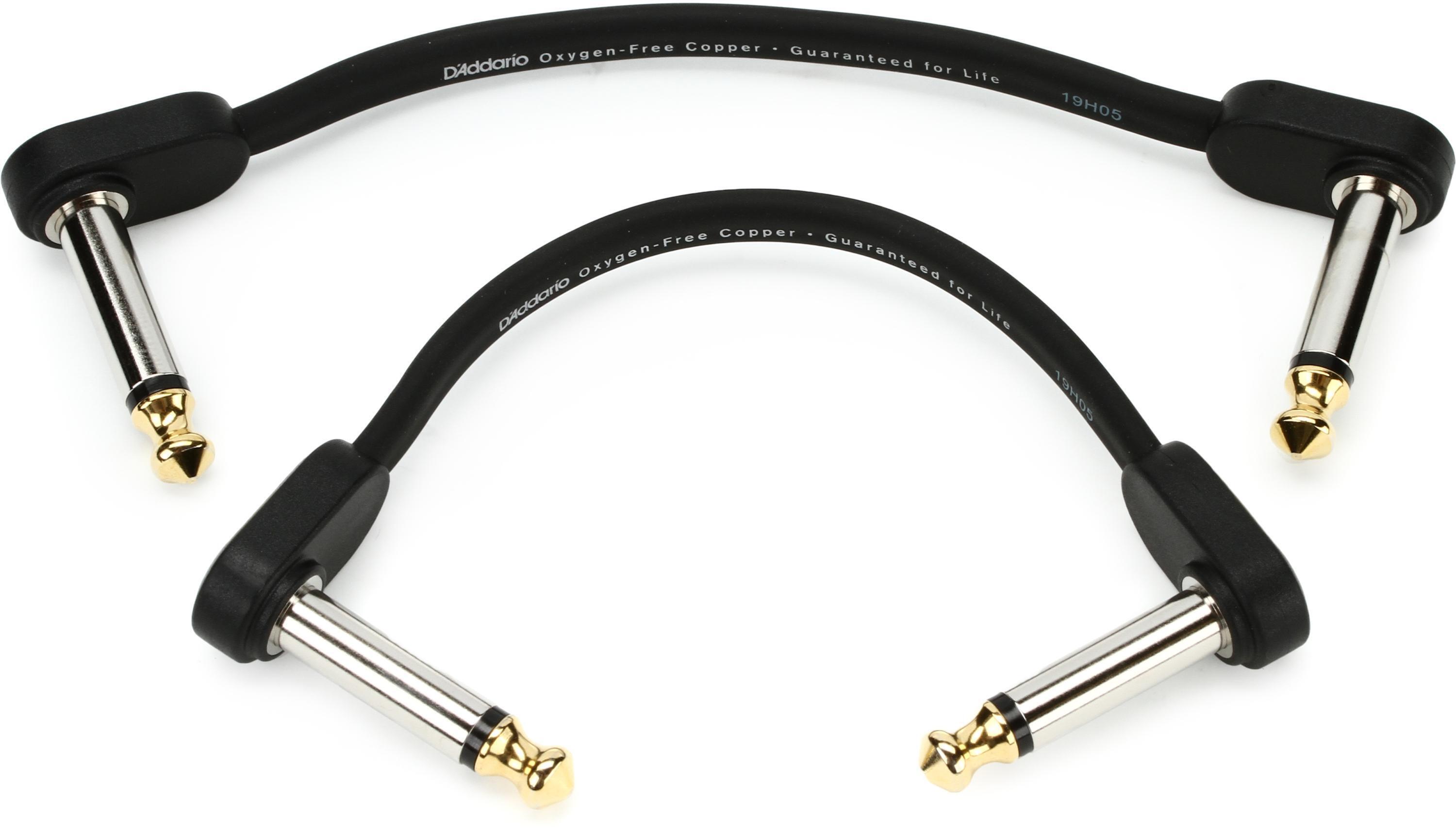 Photo of D'Addario PW-FPRR-204 Right Angle to Right Angle Flat Patch Cable - 4 inch (Twin-pack)