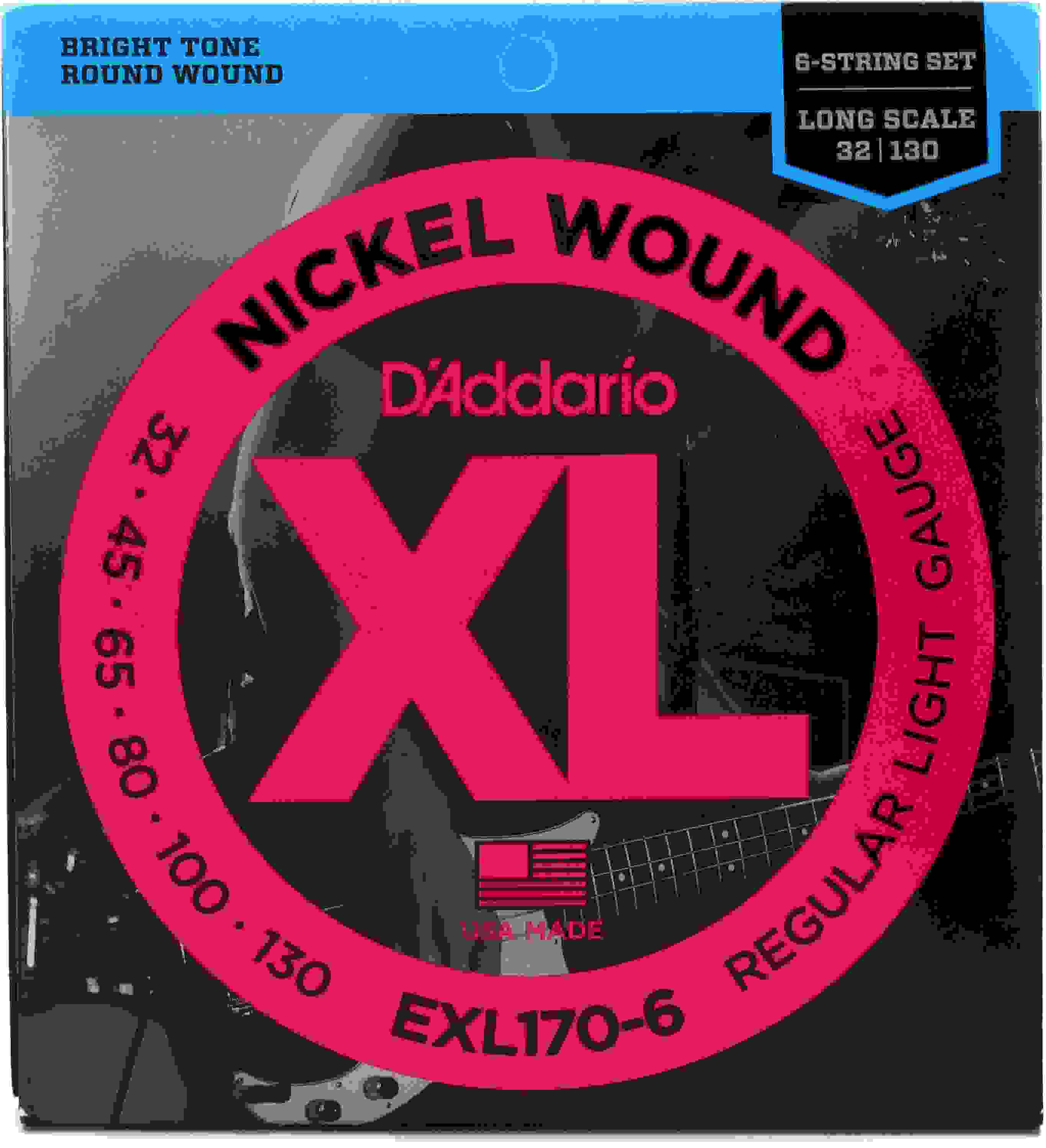 D'Addario NYXL32130 Corde Per Basso Nickel Wound, Regular Light 6