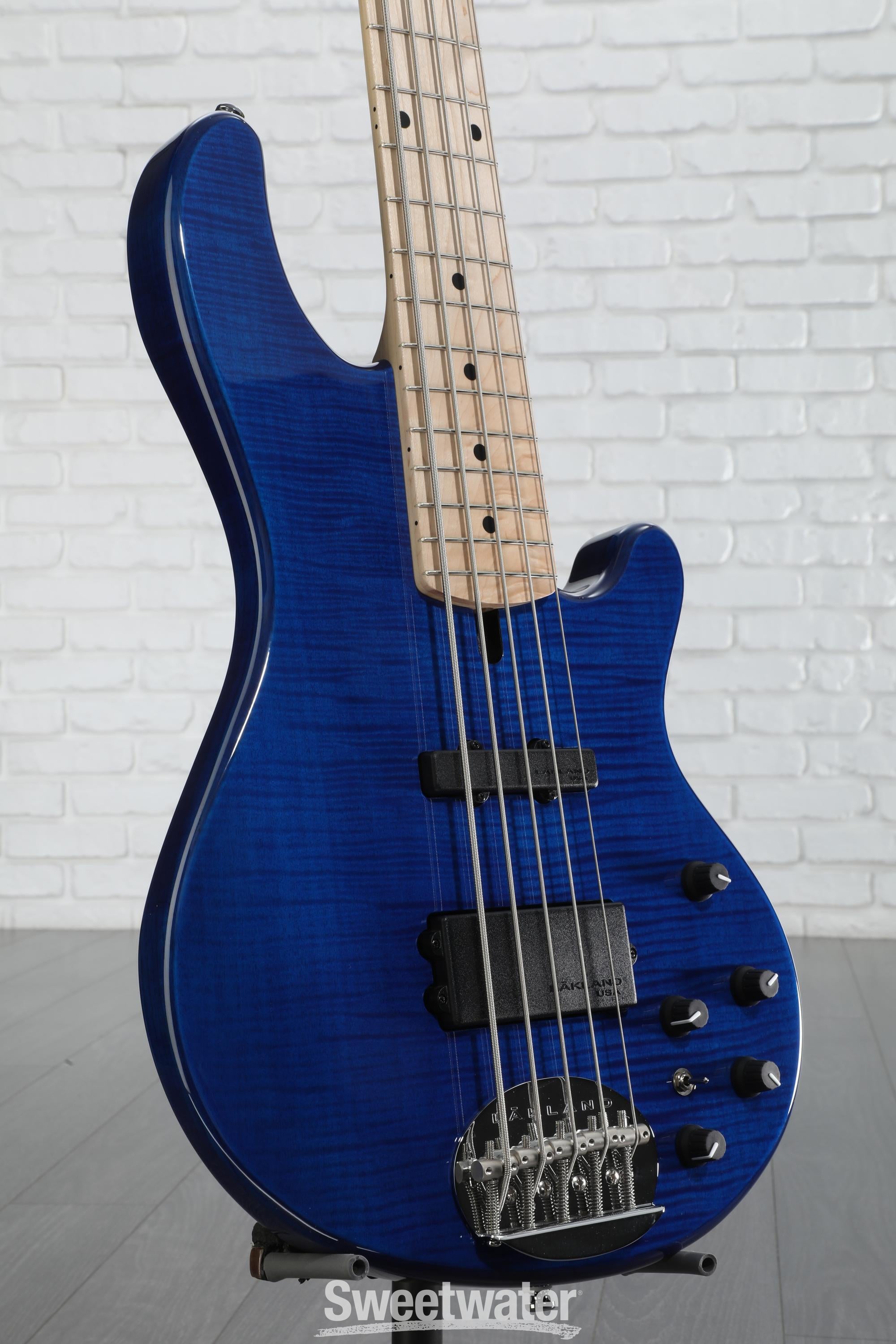 Lakland Skyline 55-02 Deluxe Flame Bass Guitar - Translucent Blue