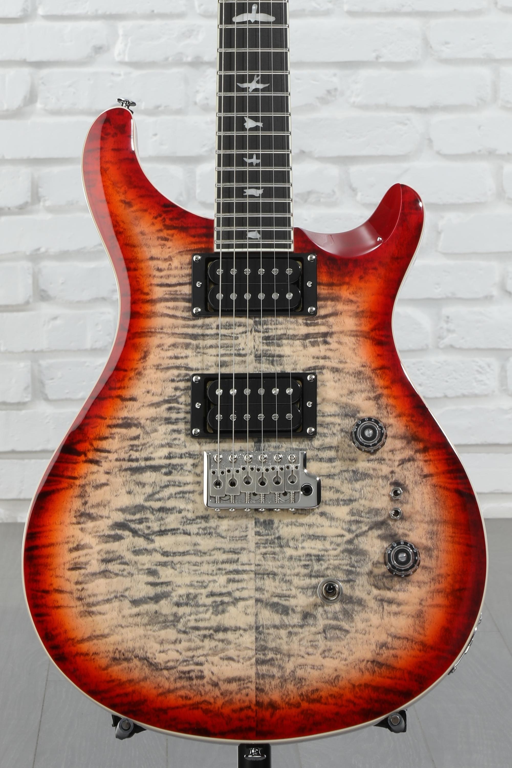PRS SE Custom 24-08 Quilt Electric Guitar - Charcoal Cherry