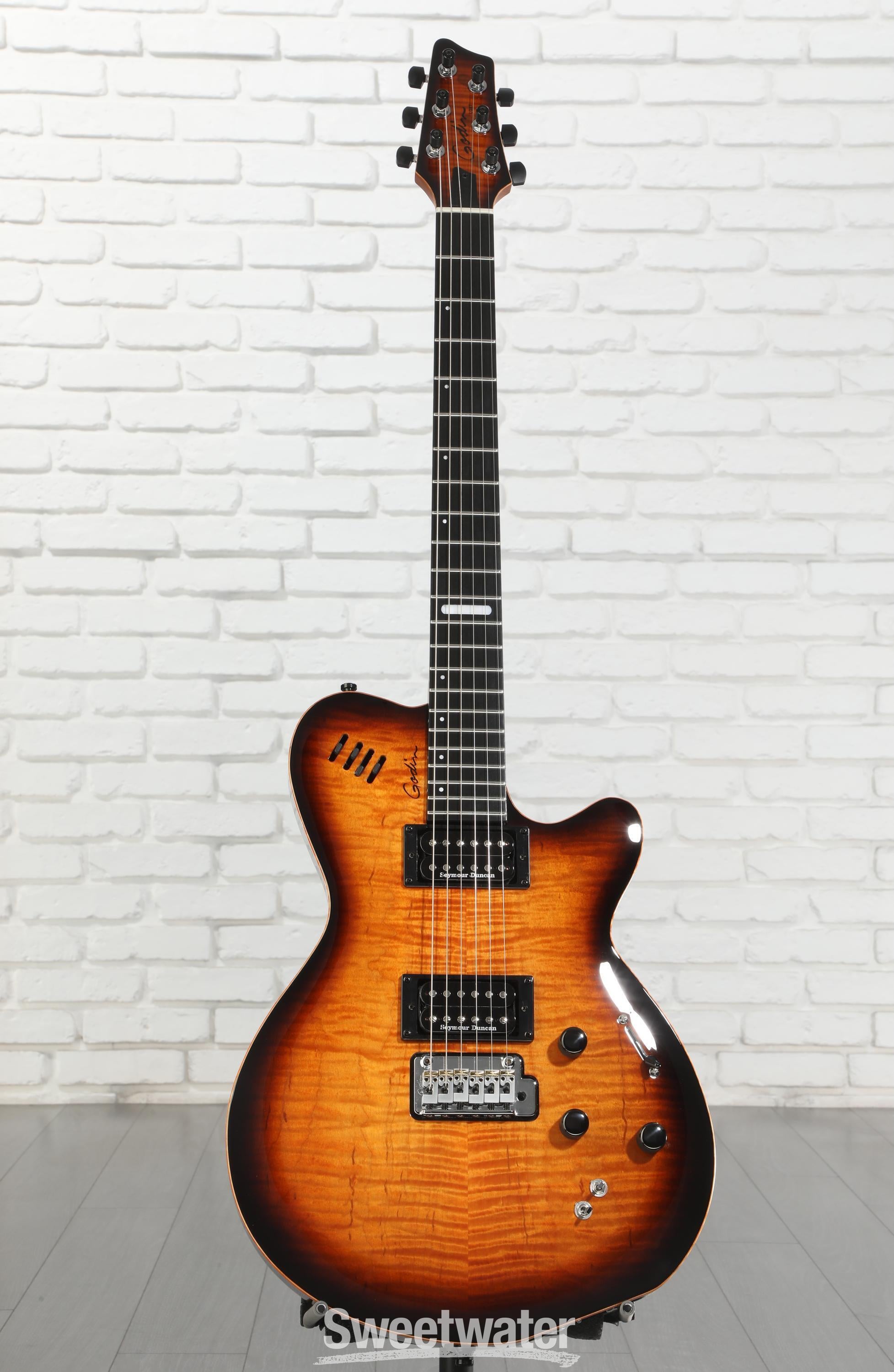 Godin LGXT Electric Guitar - Cognac Burst AA Flame | Sweetwater