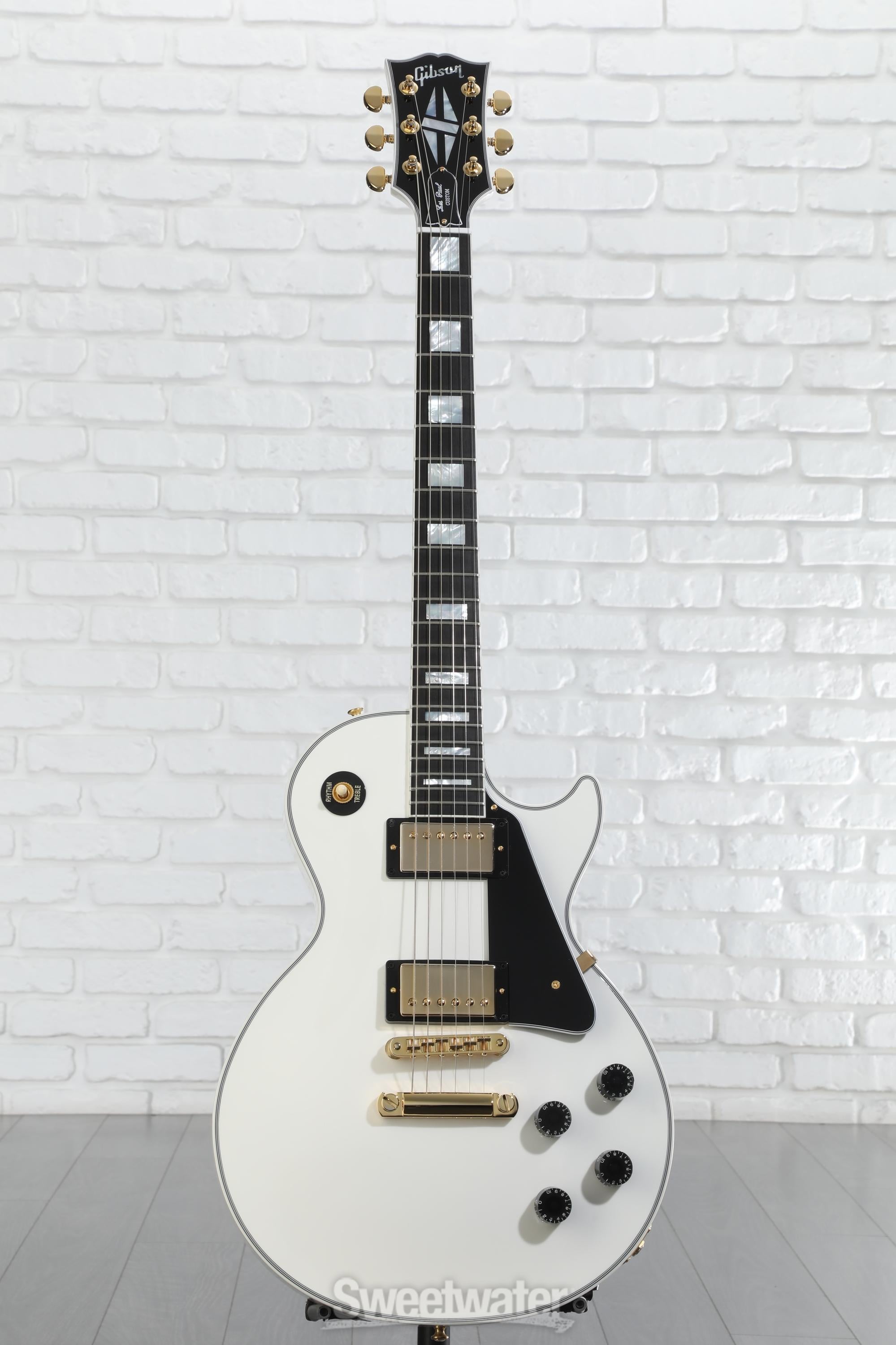 ギター Les Paul Custom Alpine White Gibson Custom Les Paul Custom Electric Guitar - Alpine White