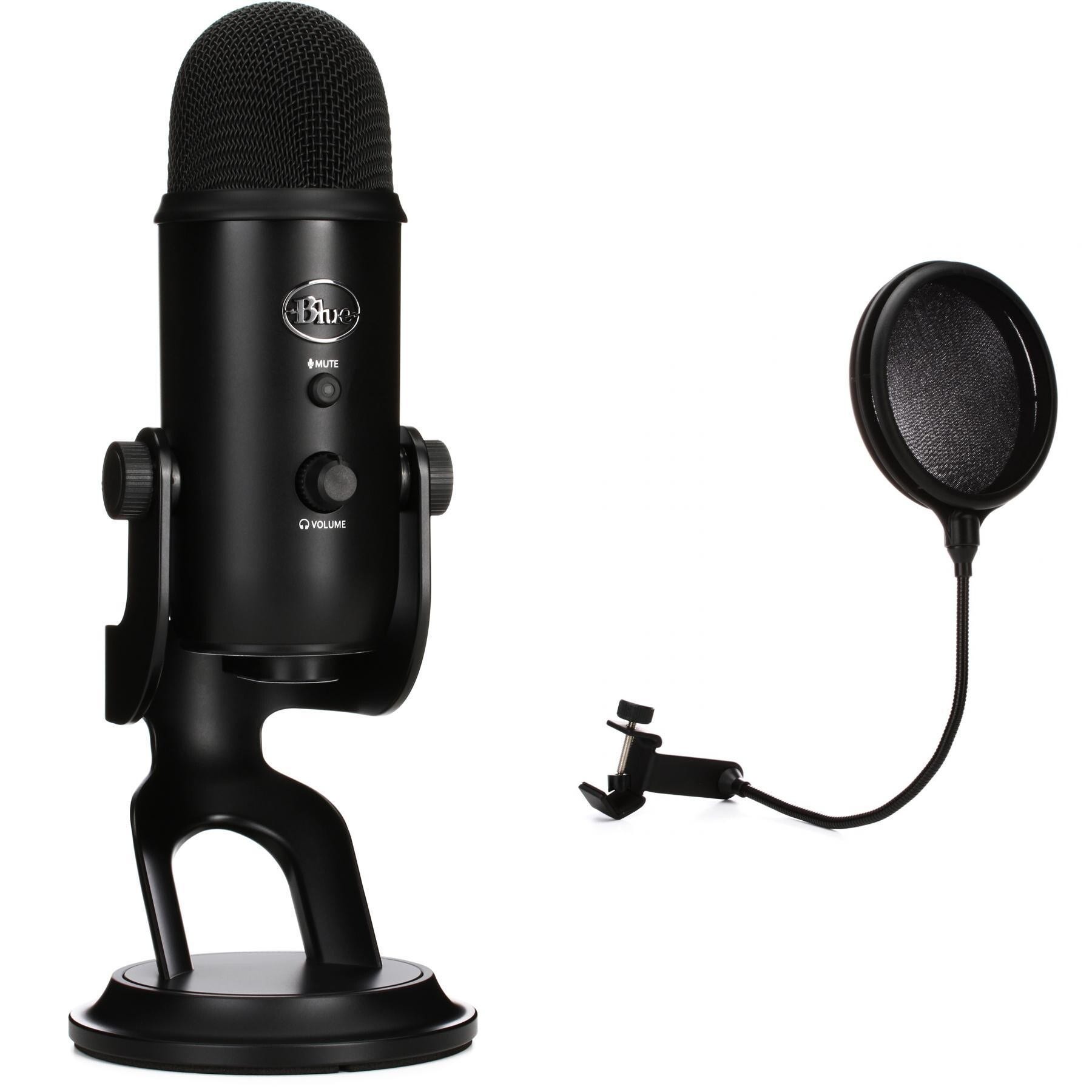  Blue Microphones Yeti (Blackout) Professional Multi-Pattern USB  Microphone Bundle with Pop Filter (2 Items) : Musical Instruments