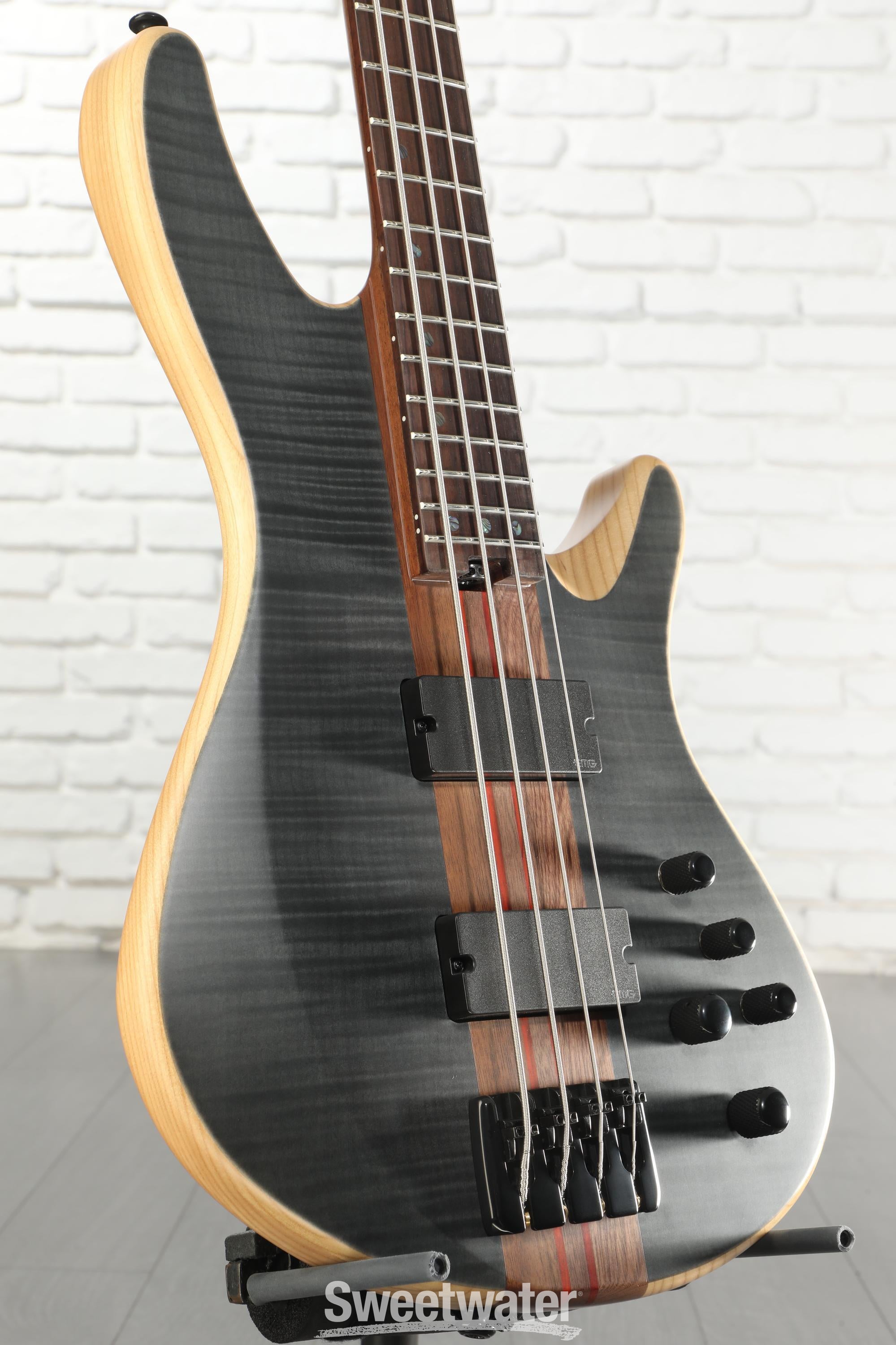 Photo of Schecter Charles Berthoud CB-4 Bass Guitar - See-thru Black Satin