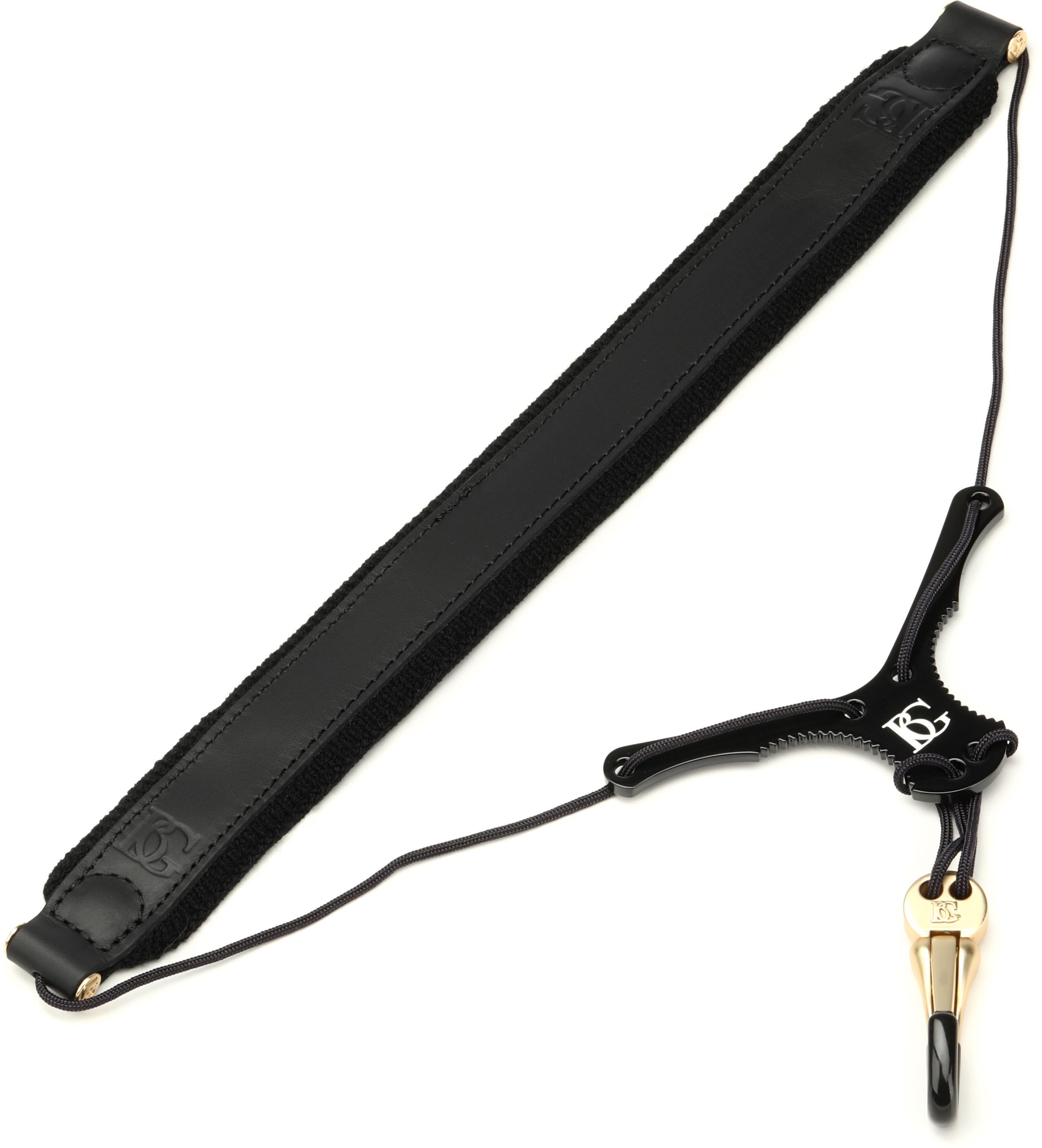 BG BGS20YBMSH Zen Leather Saxophone Strap Black Sweetwater