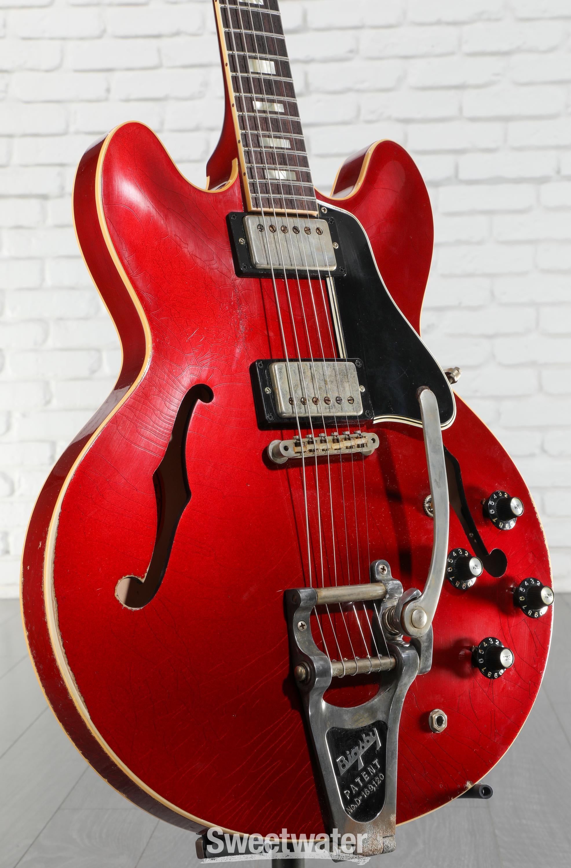 Photo of Gibson Custom Dealer Select 1964 ES-335 Semi-hollowbody Electric Guitar - Sparkling Burgundy, Murphy Lab Heavy Aged, Sweetwater Exclusive