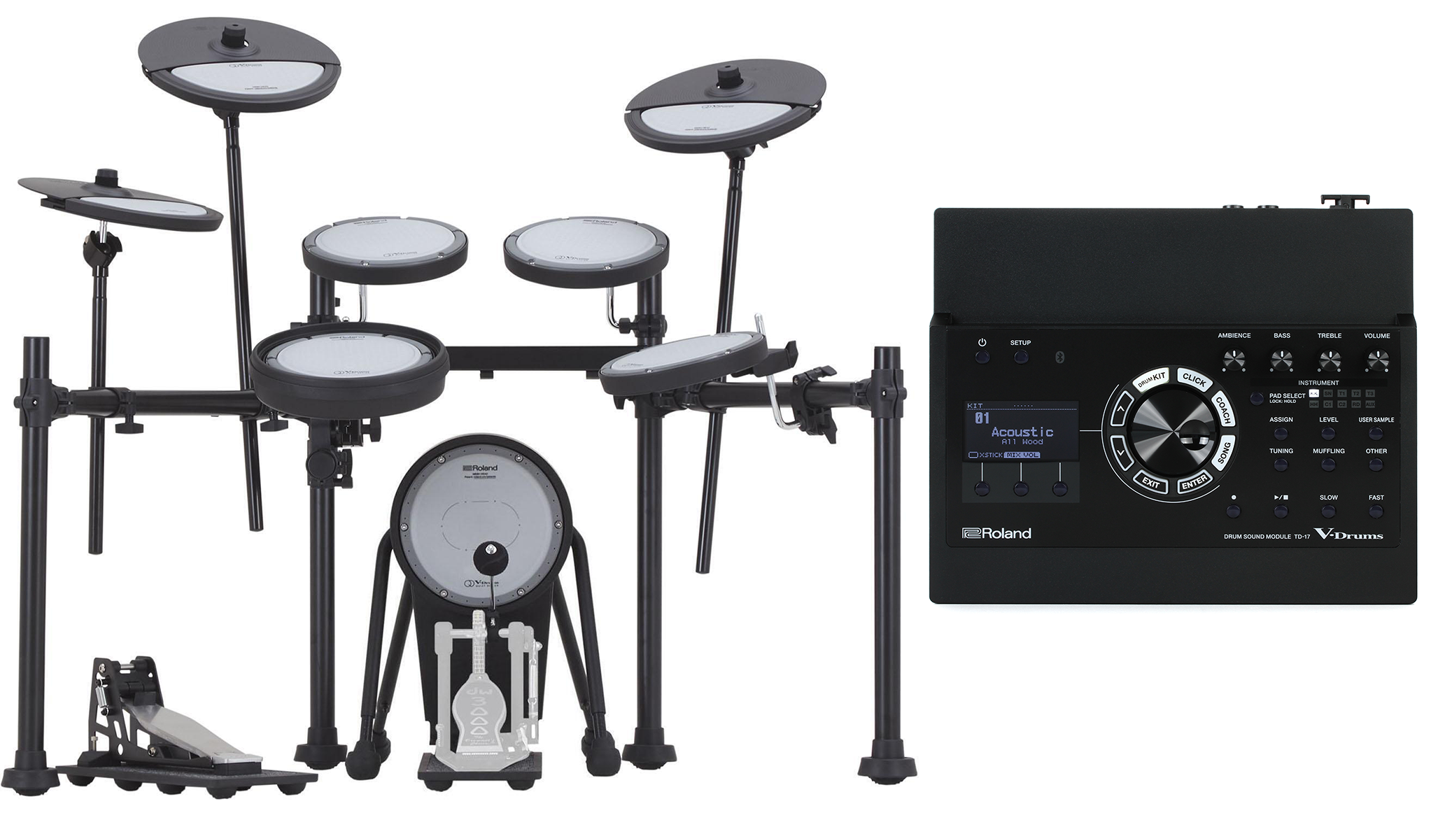 Roland V-Drums Quiet Design Electronic Drum Set - TD17 Module | Sweetwater