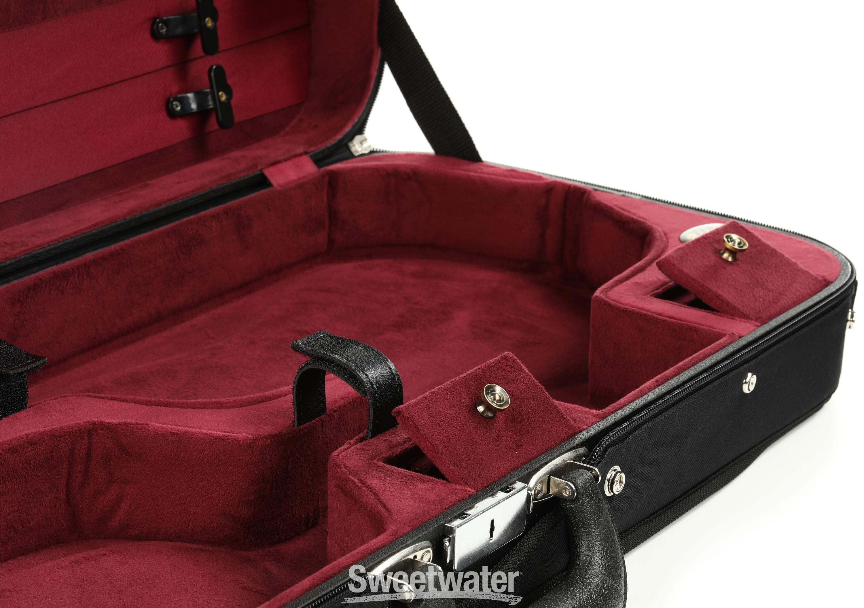 ボンボネロ、ボルドー Bobelock B1015 Double 4/4 Violin Case - Black with Wine