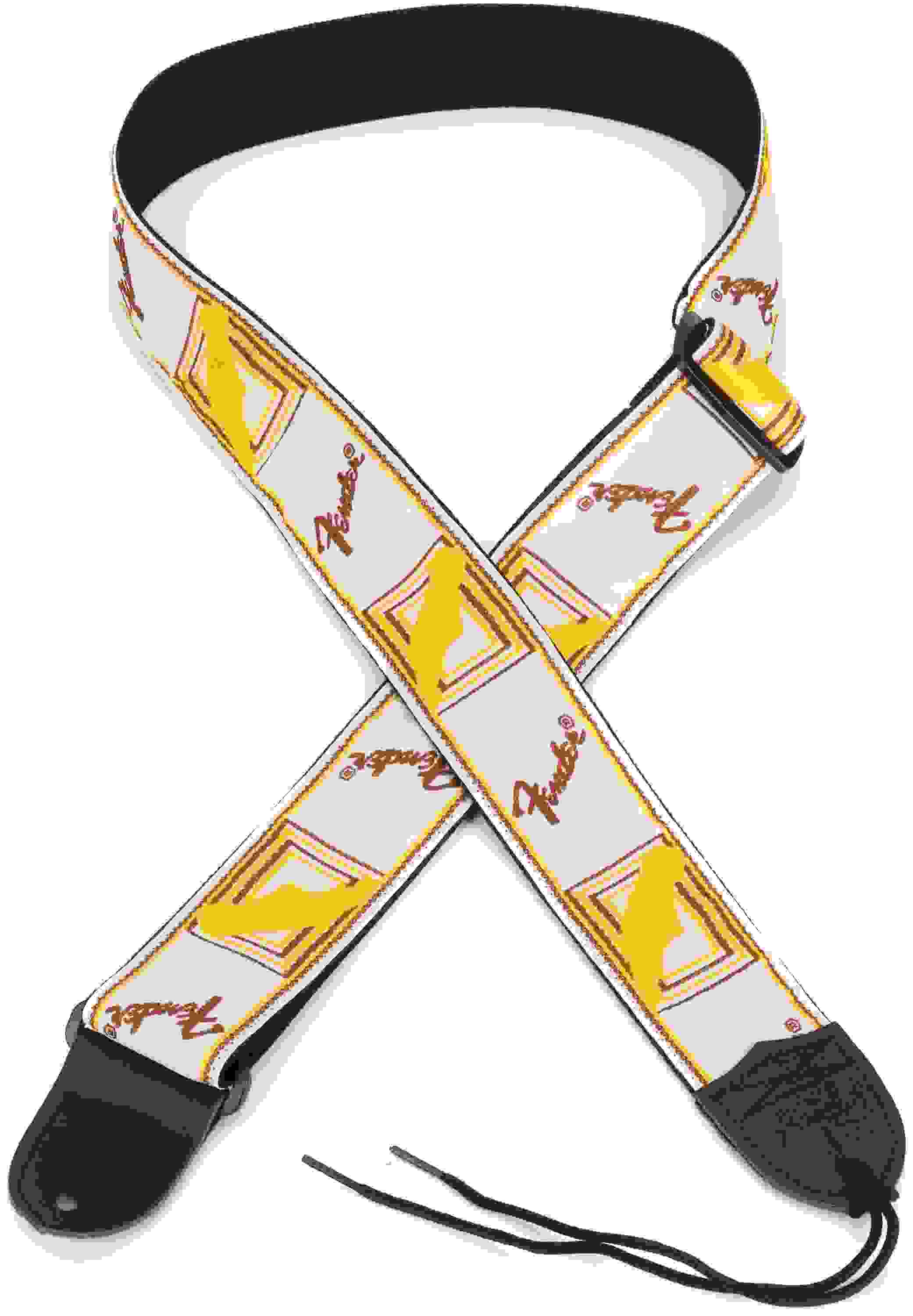 Fender 2-inch Monogrammed Guitar Strap - White, Brown, and Yellow