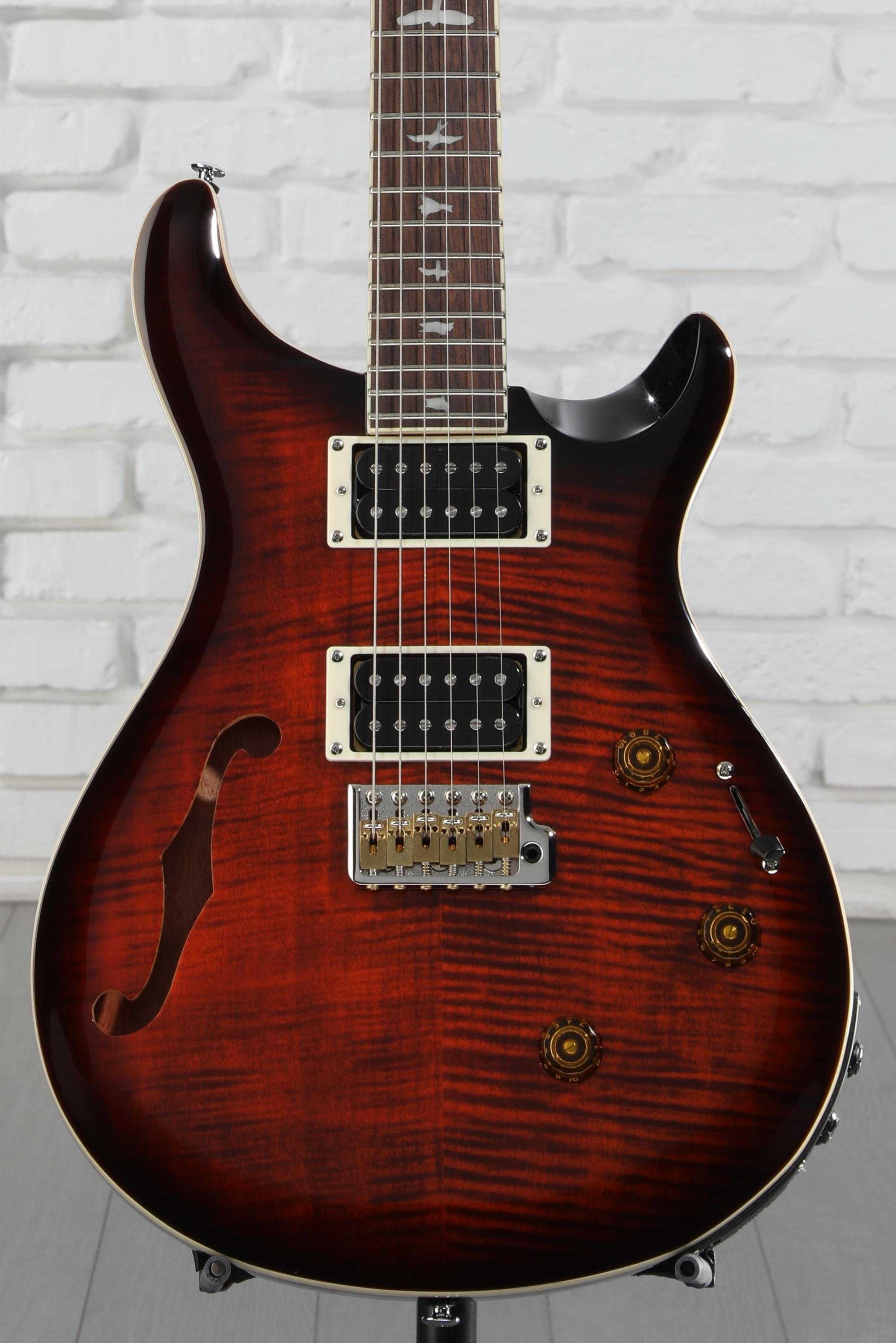 美品新品同様　PRS SE Custom24オレンジ PRS SE Custom24 Semi-Hollow Piezo Orange Tiger Smokeburst