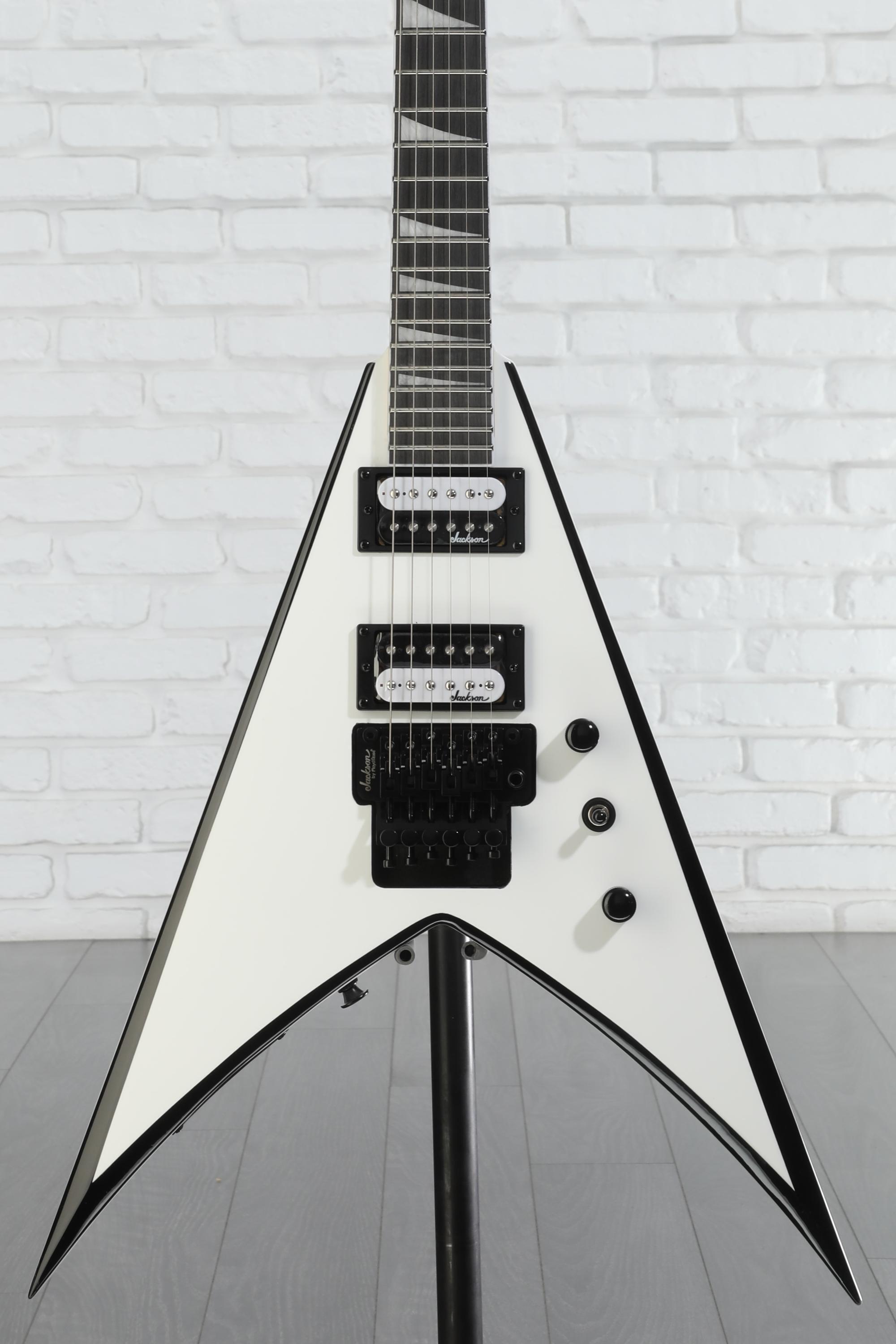 ギター Jackson King V White with Black Jackson JS Series King V JS32 Electric Guitar White with