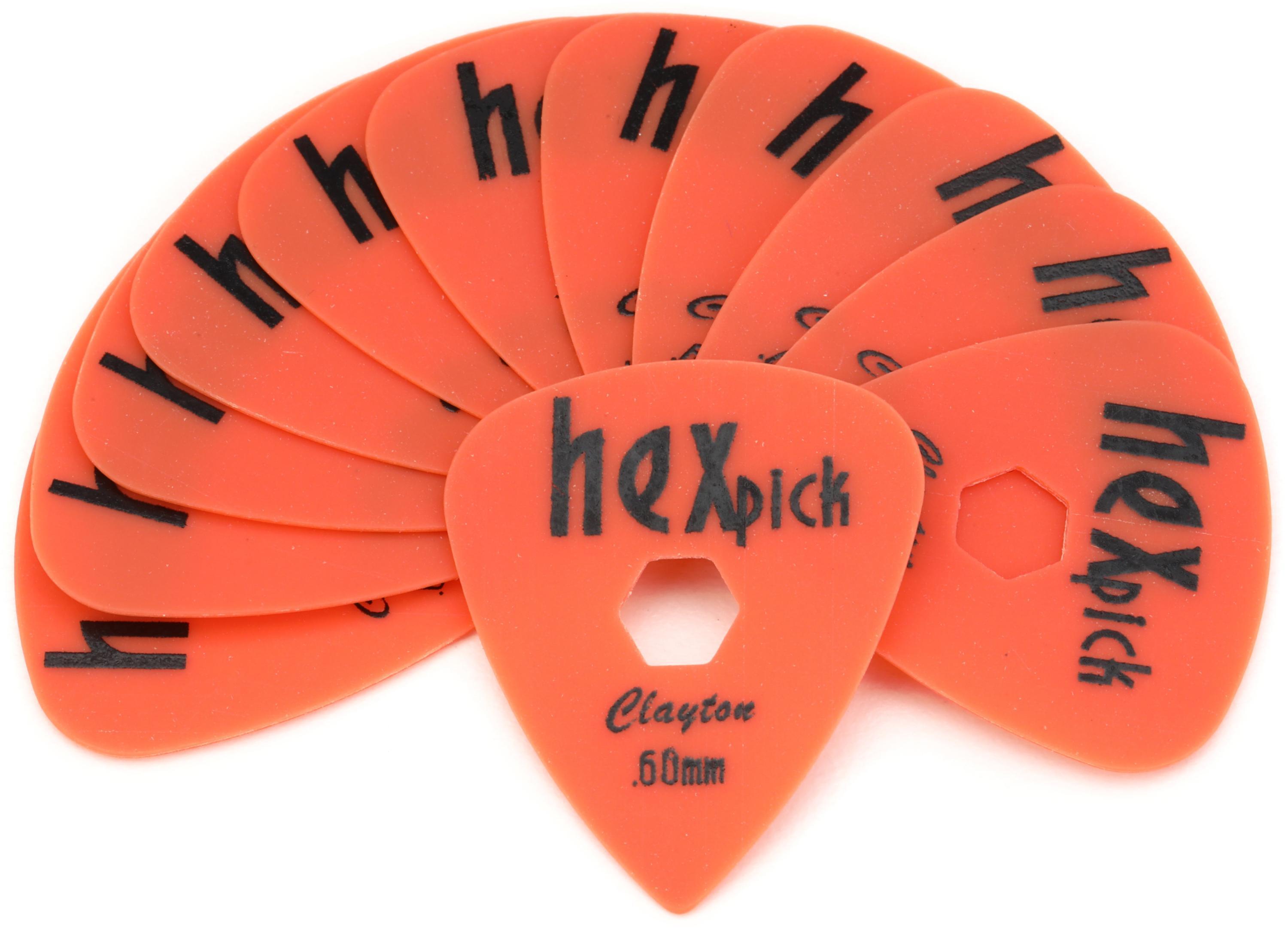 Photo of Clayton Hex Standard Guitar Picks - .60mm, Orange, 12-pack