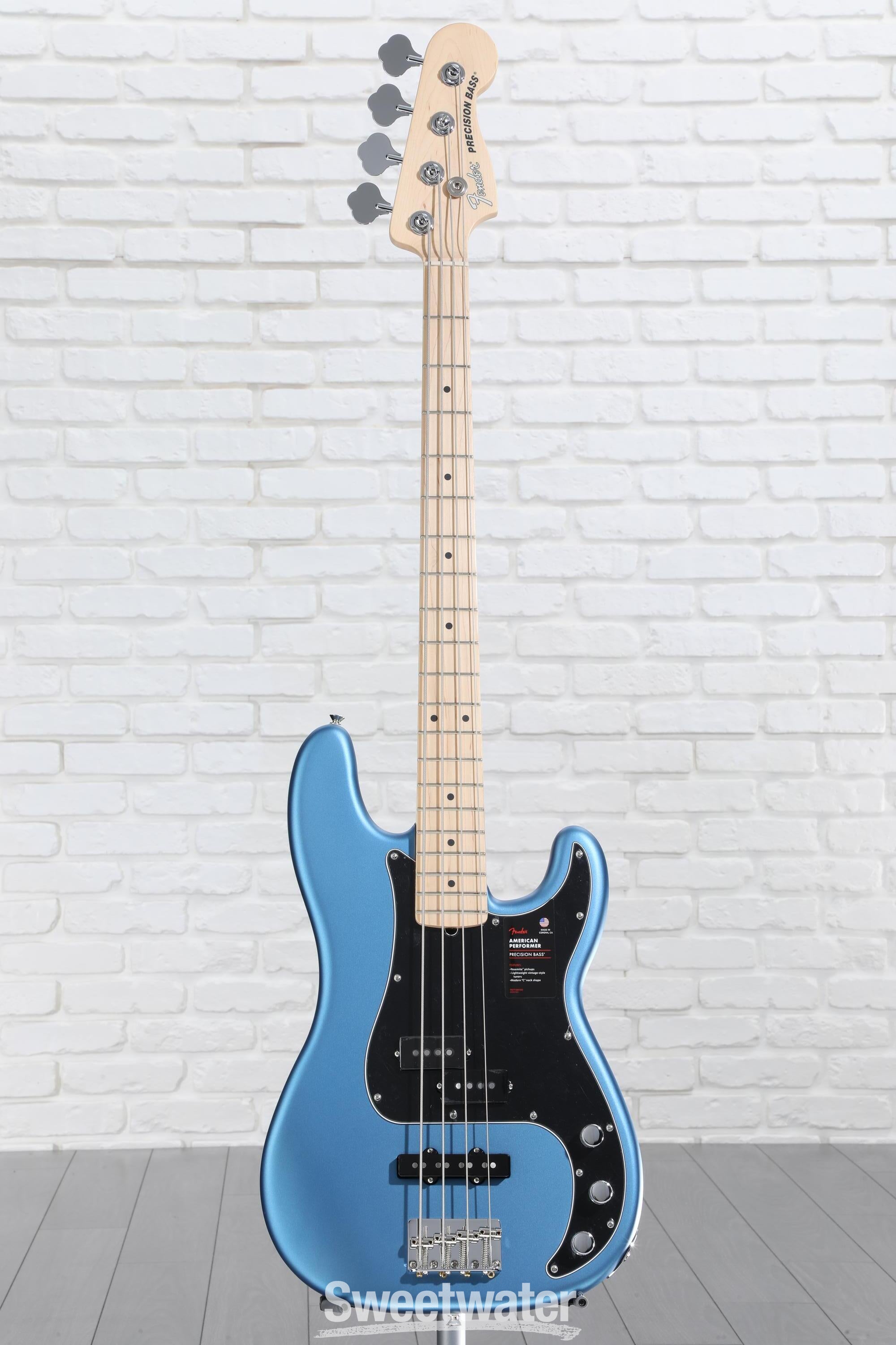 Fender American Performer Precision Bass - Satin Lake Placid Blue with  Maple Fingerboard