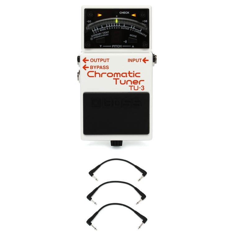 Boss TU-3 Chromatic Tuner Pedal with 3 Patch Cables