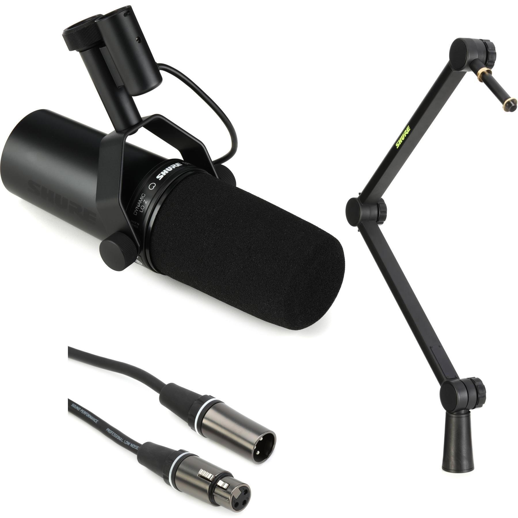 Photo of Shure SM7dB Active Dynamic Microphone with Desktop Mic Boom Stand