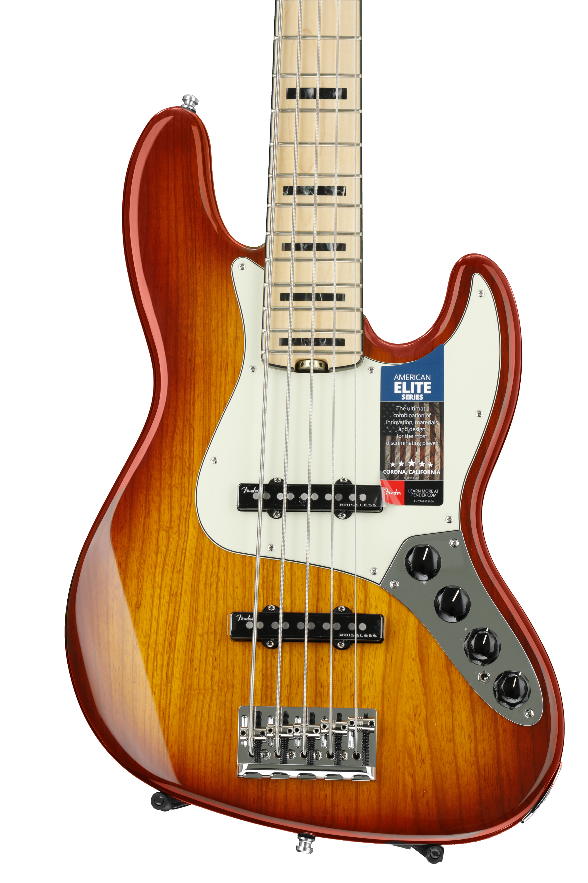 Fender American Elite Jazz Bass V - Tobacco Sunburst with Maple Fingerboard