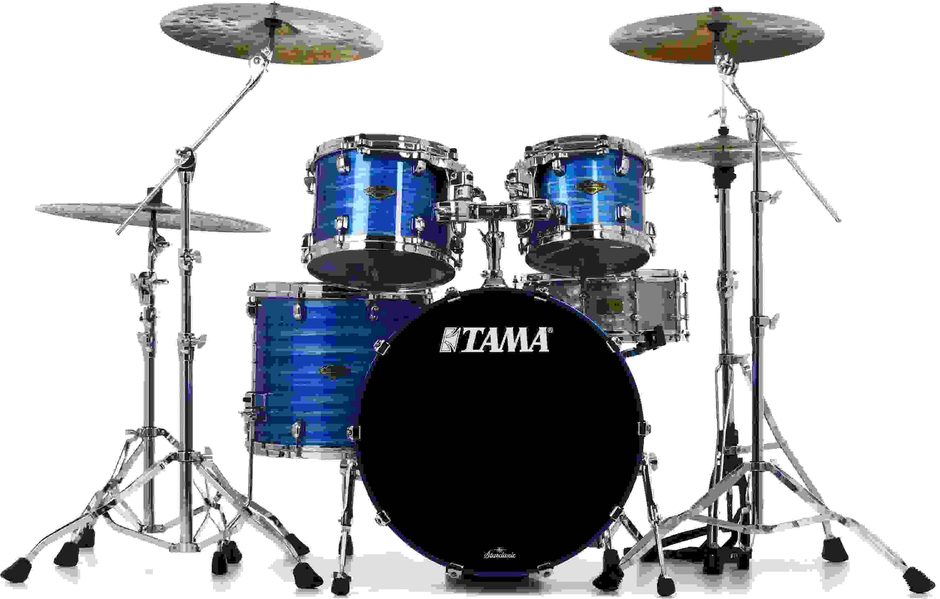 Tama Starclassic Walnut/Birch WBS42S 4-piece Shell Pack - Lacquer Ocean Blue Ripple