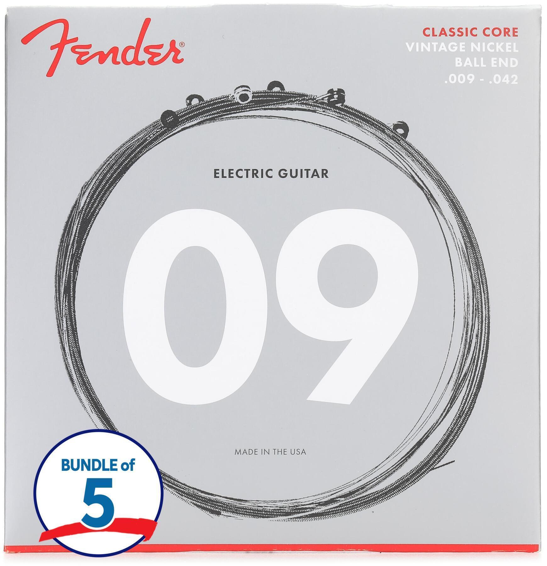 Photo of Fender 155L Classic Core Vintage Nickel Ball End Electric Guitar Strings - .009-.042 Light (5-pack)