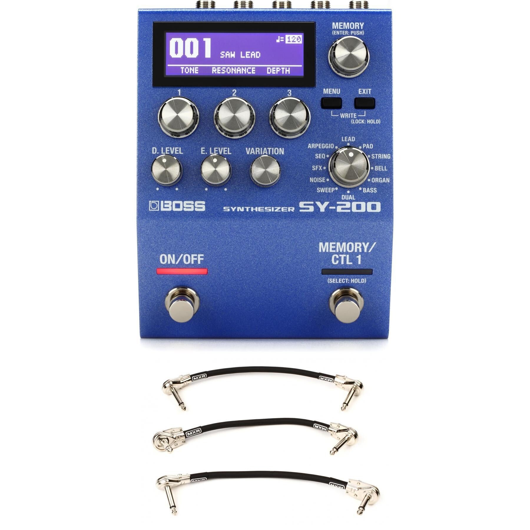 Boss SY-200 Guitar Synthesizer Pedal with 3 Patch Cables | Sweetwater