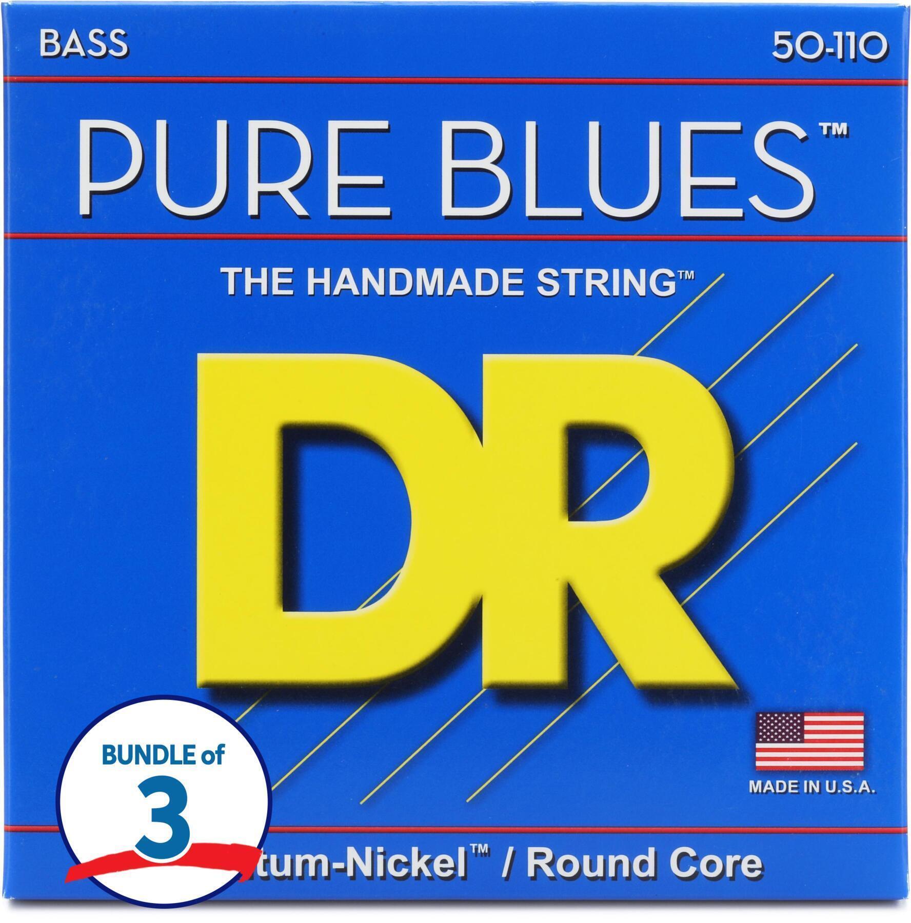 DR Strings PB50 Pure Blues Quantumnickel Bass Guitar Strings .050.110 Heavy (3Pack