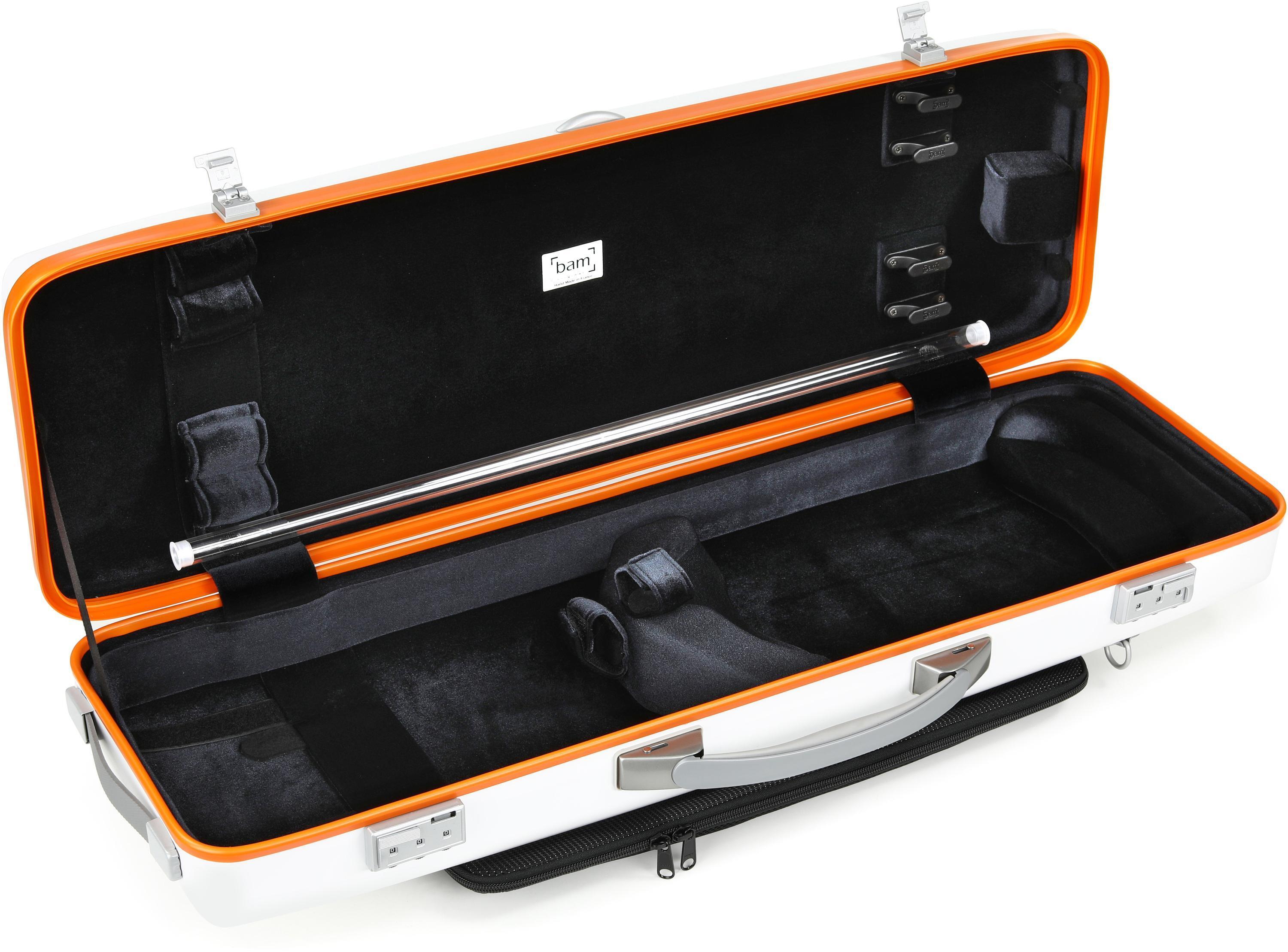 BAM Supreme Ice Hightech Oblong Violin Case - White-Orange | Sweetwater