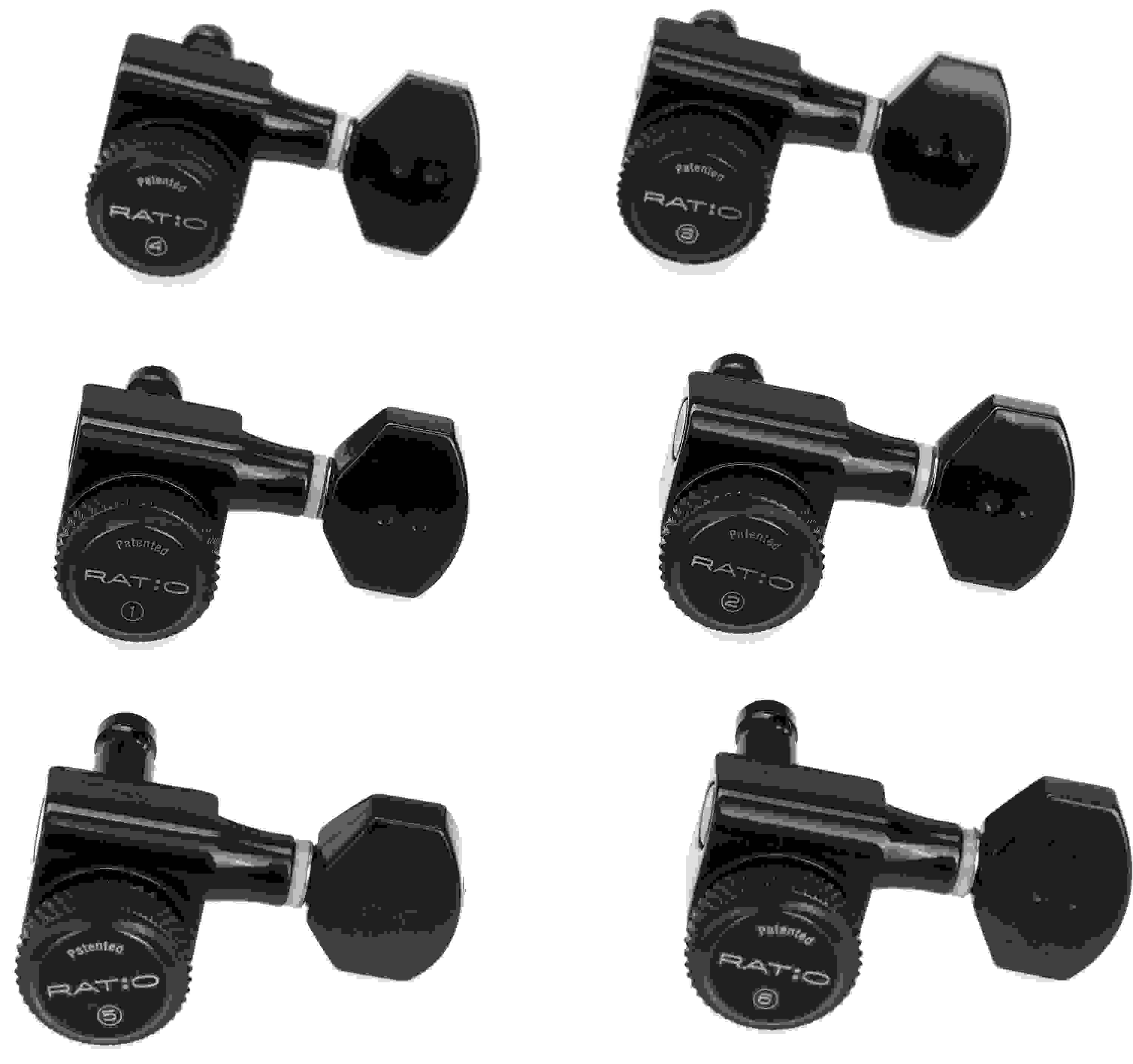 Graph Tech PRL-9721-B0 Ratio Calibrated LockingTuning Machine Set - Black