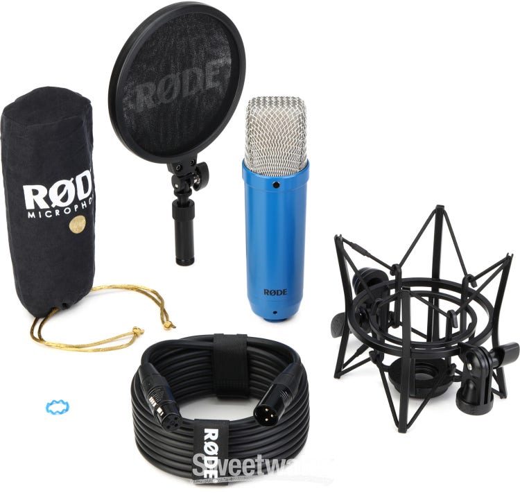 Rode NT1 Signature Series Condenser Microphone with SM6 Shockmount and Pop Filter - Cobalt