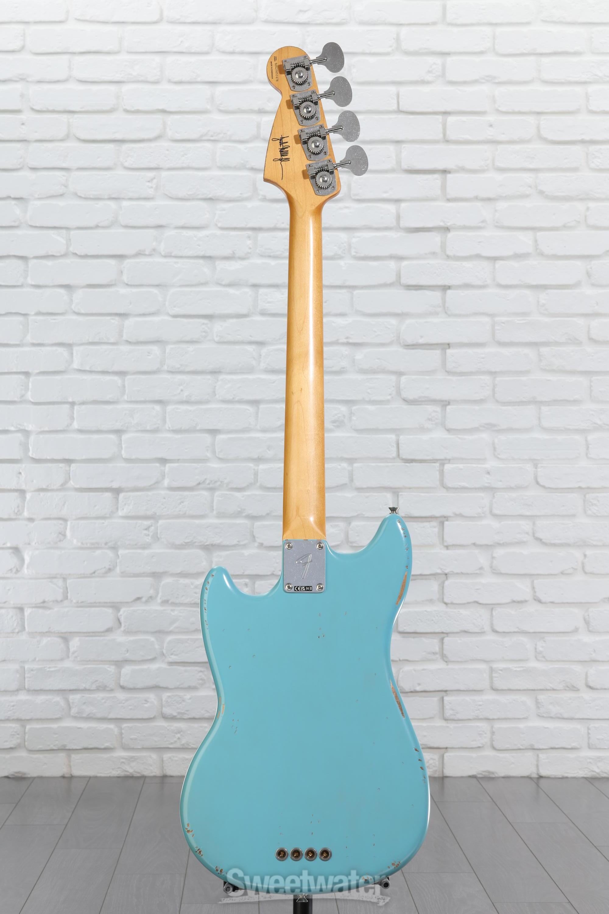 Fender JMJ Road Worn Mustang Bass Guitar - Faded Daphne Blue