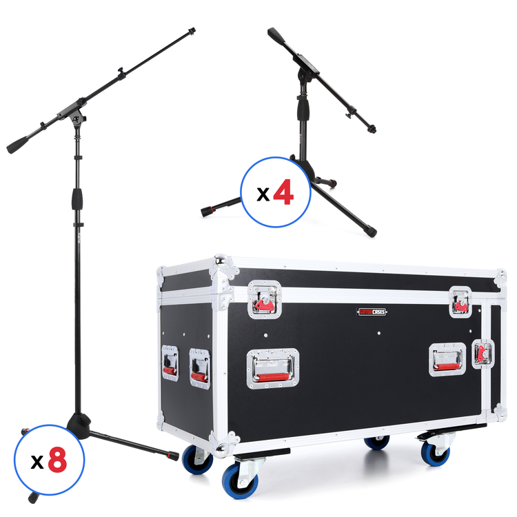 Gator Mic Stand Tour Bundle with 12 Stands and Flight Case