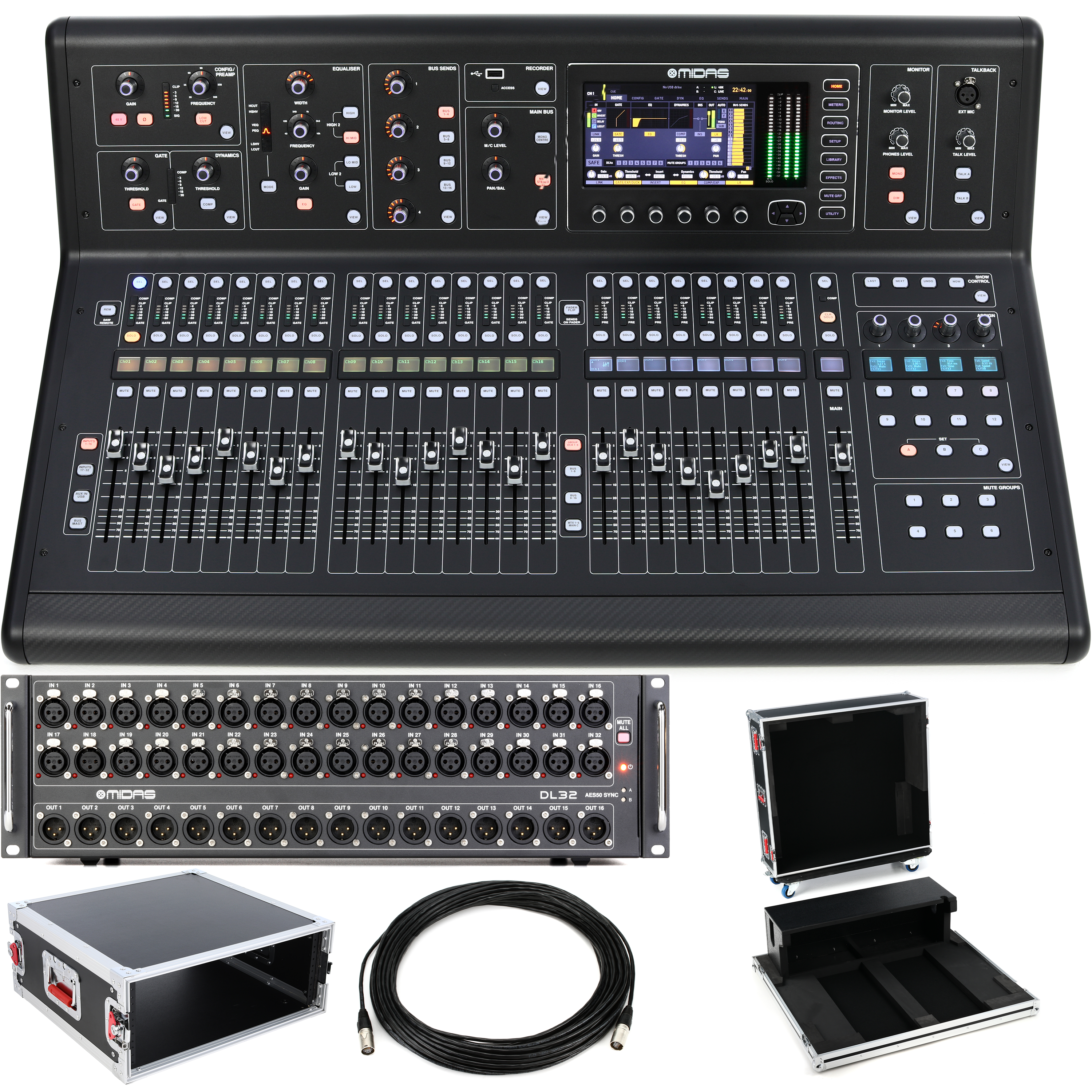 Midas M32 Tour Pack with Digital Mixer, MDL32 Stage Box and Road