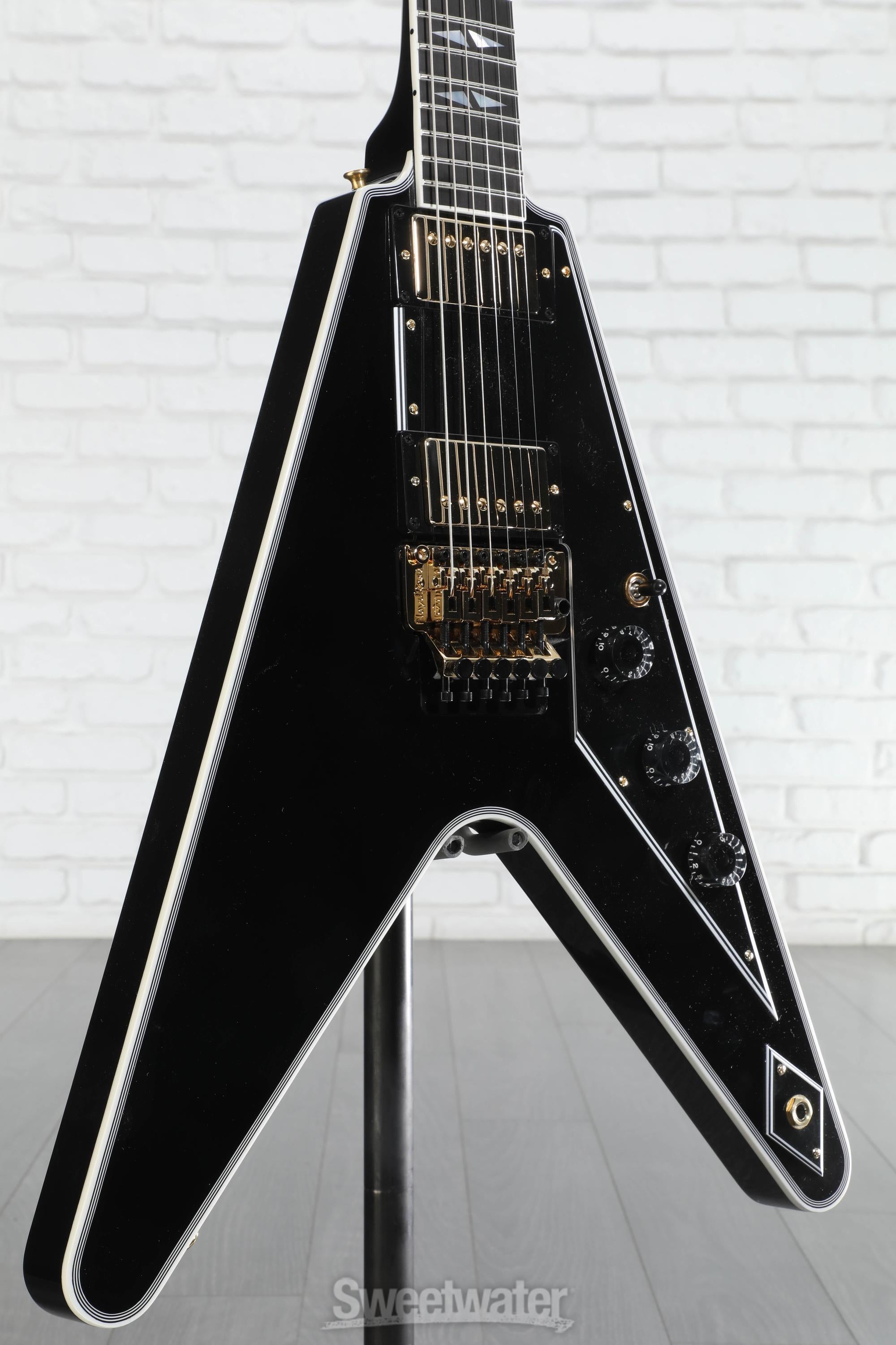 Gibson Custom Flying V Electric Guitar - Ebony | Sweetwater