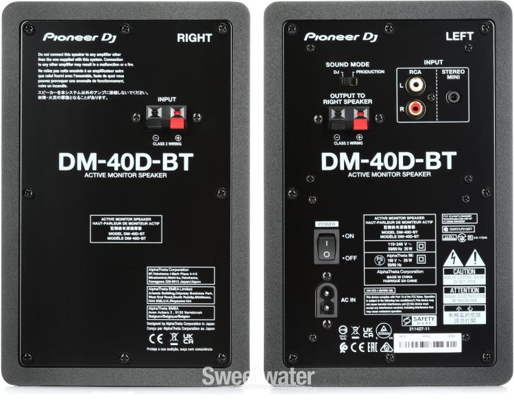 Pioneer DJ DM-40D-BT 4-inch with Black Bluetooth Sweetwater Speaker Desktop - Active Monitor 