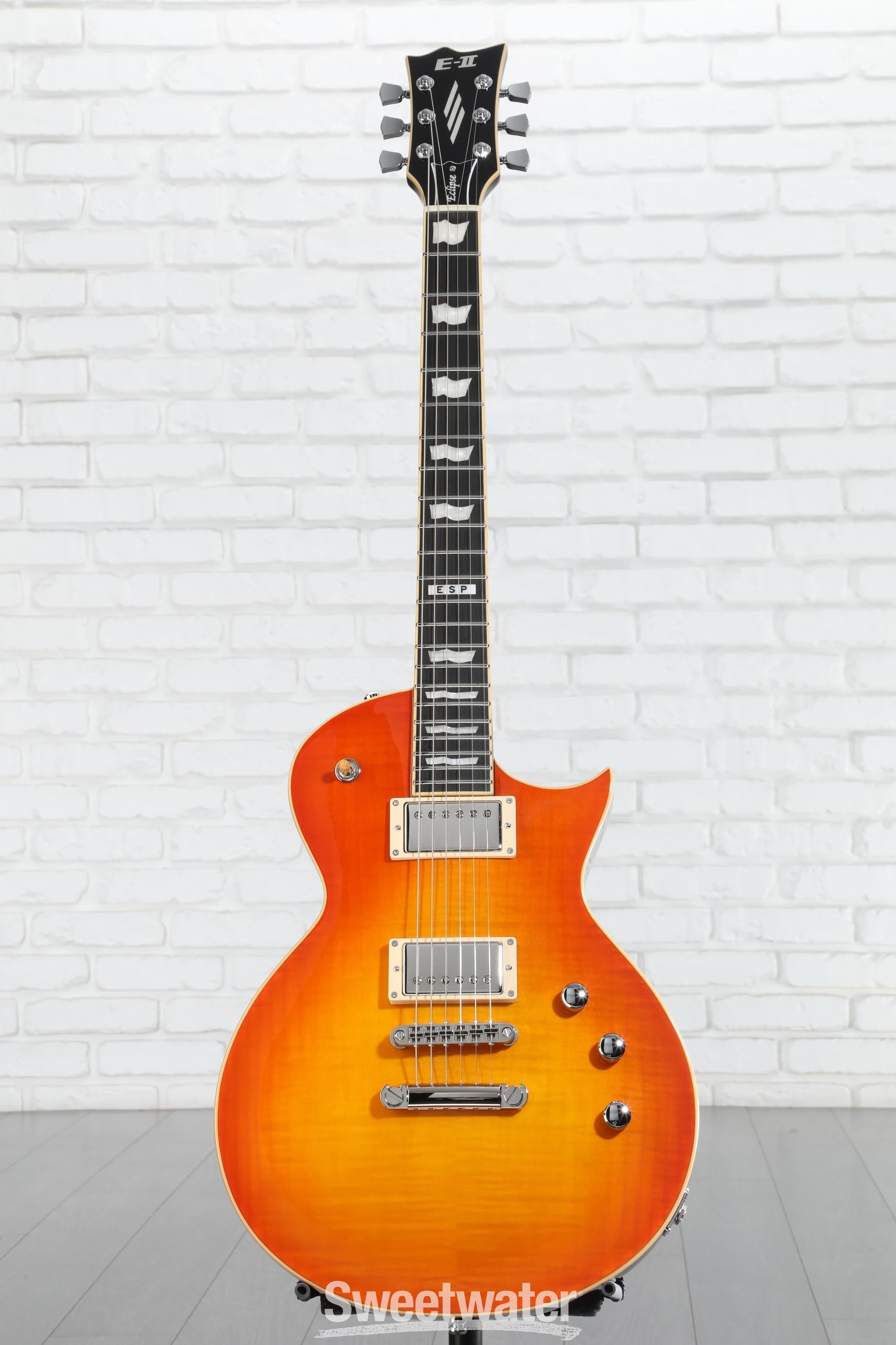 ギター ESP E-II EC FM/EMG Lemon Burst ESP E-II Eclipse Full Thickness Electric Guitar - Vintage Honey