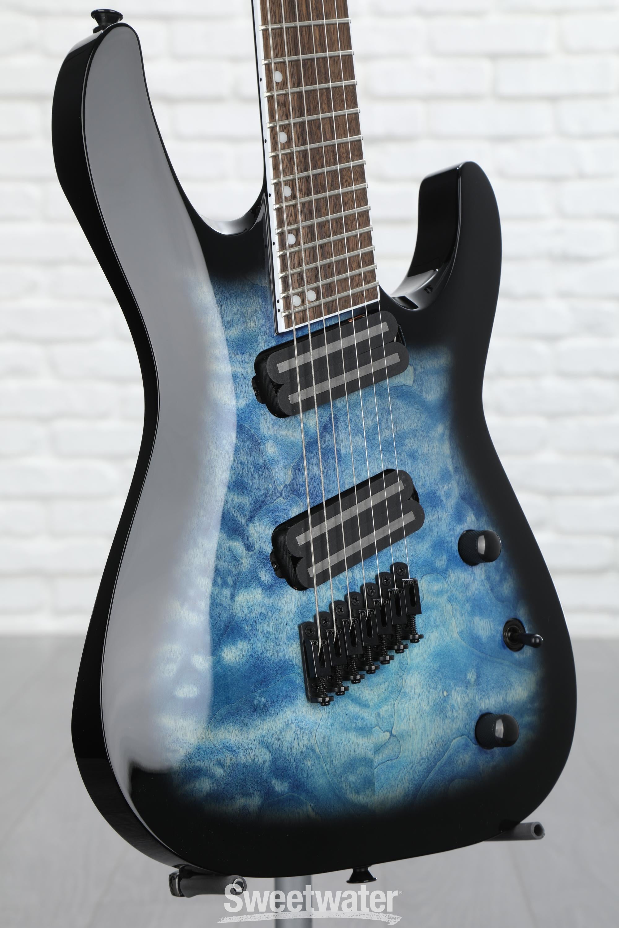 Jackson X Series Soloist SLATX7 QM MS - Trans Blue Burst