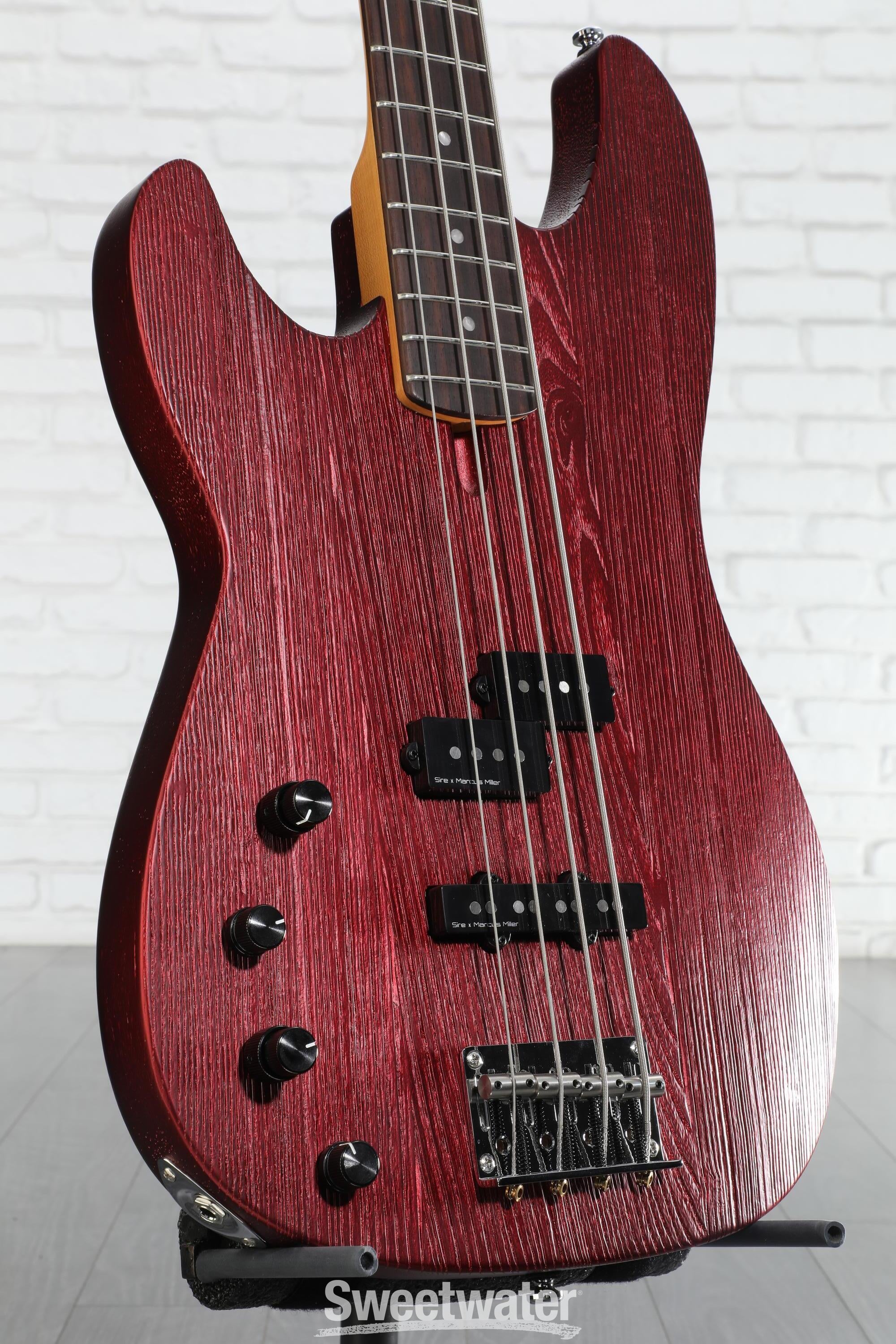 Photo of Sire Marcus Miller P6 4-string Left-handed Electric Bass Guitar - Candy Apple Red