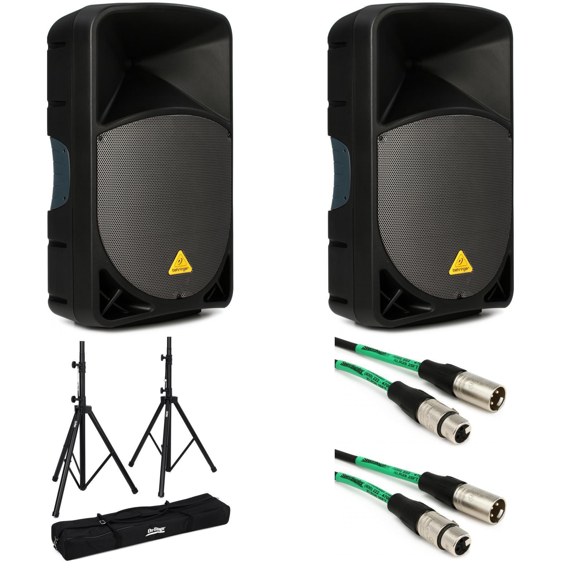 Behringer Eurolive B115D 1000W 15 inch Powered Speaker (Pair) and Stand ...