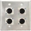 Photo of Pro Co WP2011 Double Gang Stainless Steel Wall Plate with 4 XLR Female Spring Retention Connectors