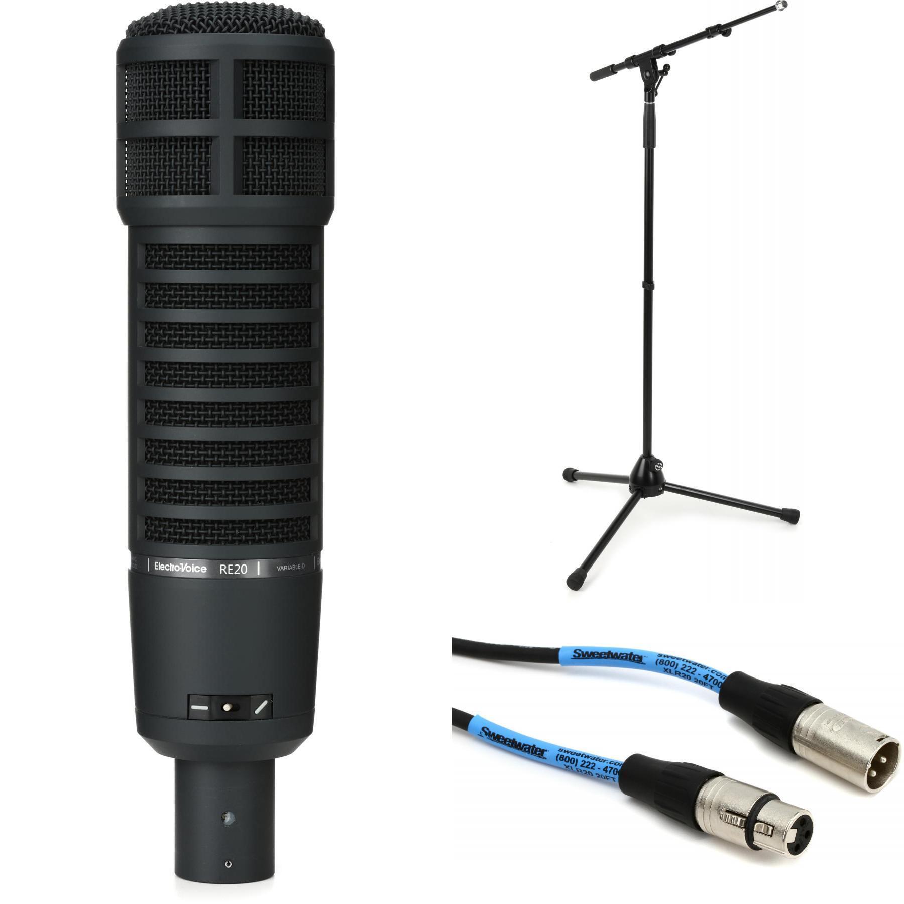 Electro-Voice RE20 Dynamic Microphone Bundle with Stand and Cable