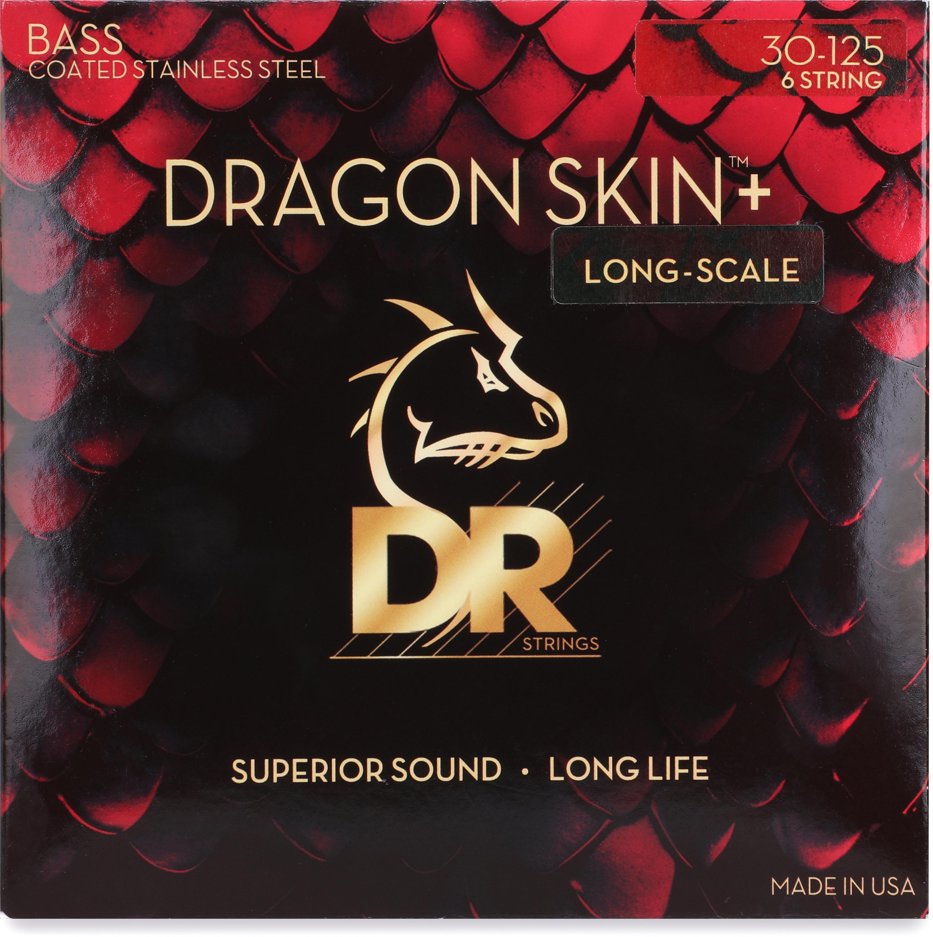 Photo of DR Strings Dragon Skin+ Coated 6-string Bass Guitar Strings - .030-.125 Medium