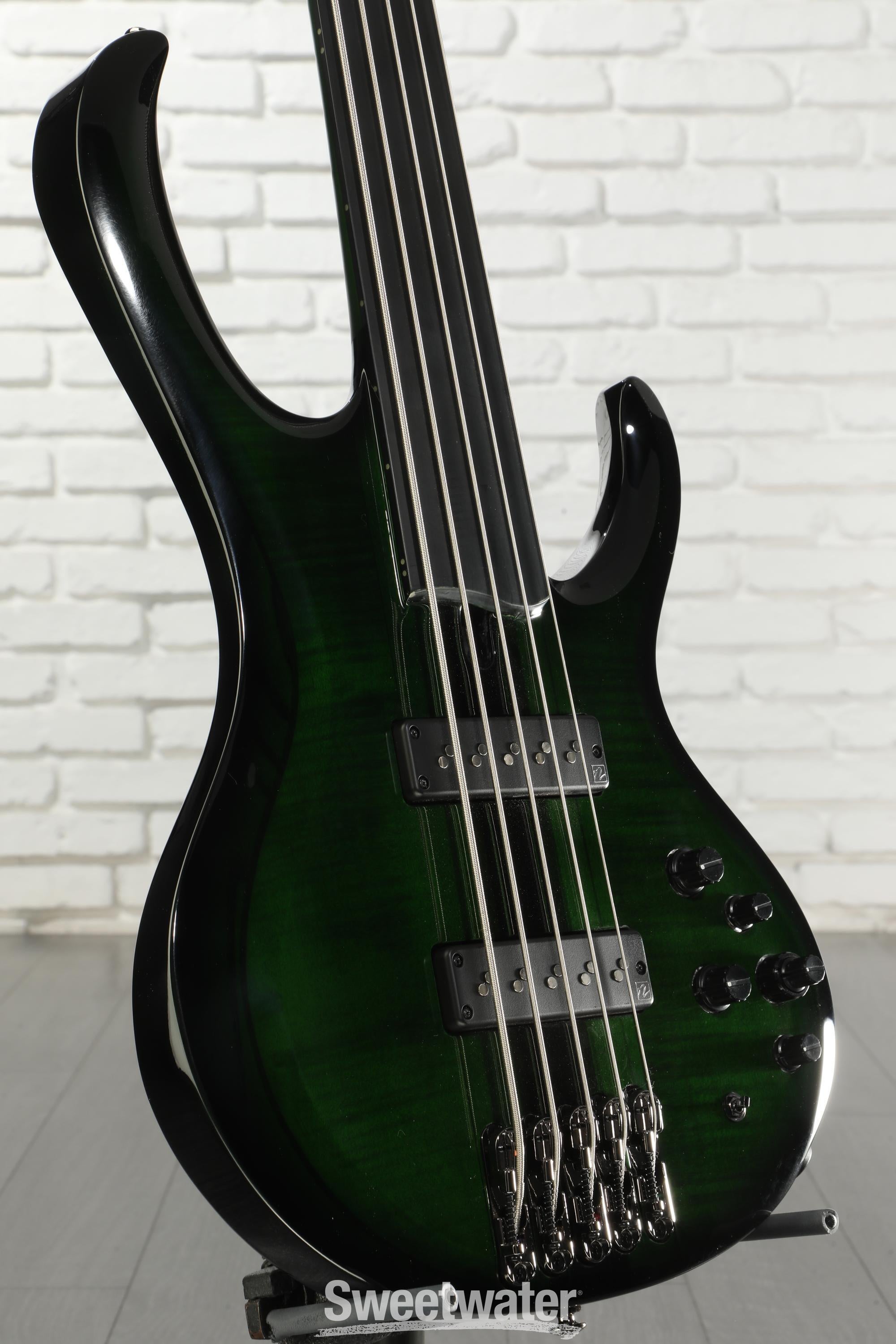 Photo of Ibanez Steve Di Giorgio SDGB1 Signature 5-string Fretless Bass Guitar - Dark Moss Burst