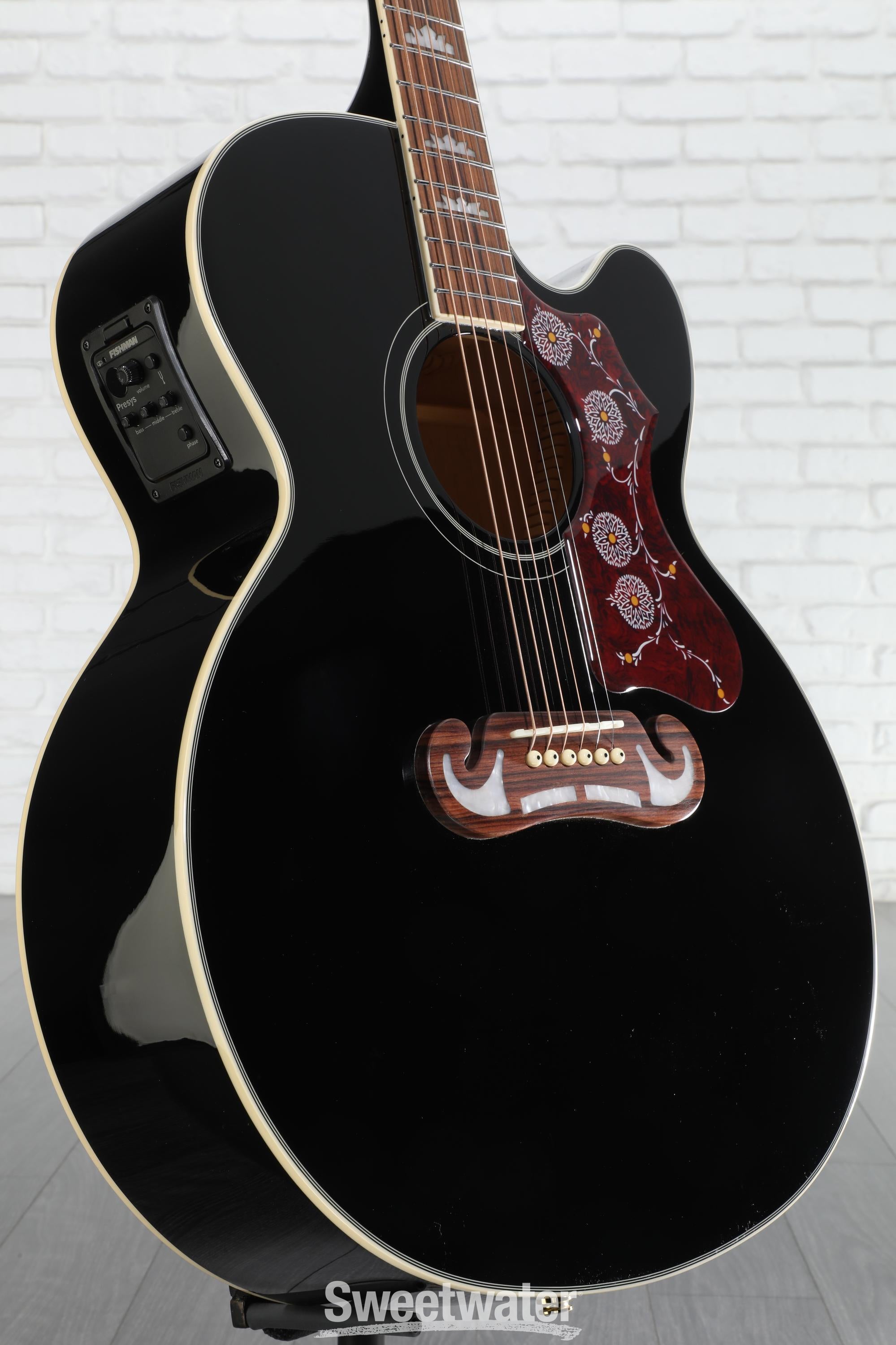 Epiphone J-200EC Studio Acoustic-Electric Guitar - Black | Sweetwater